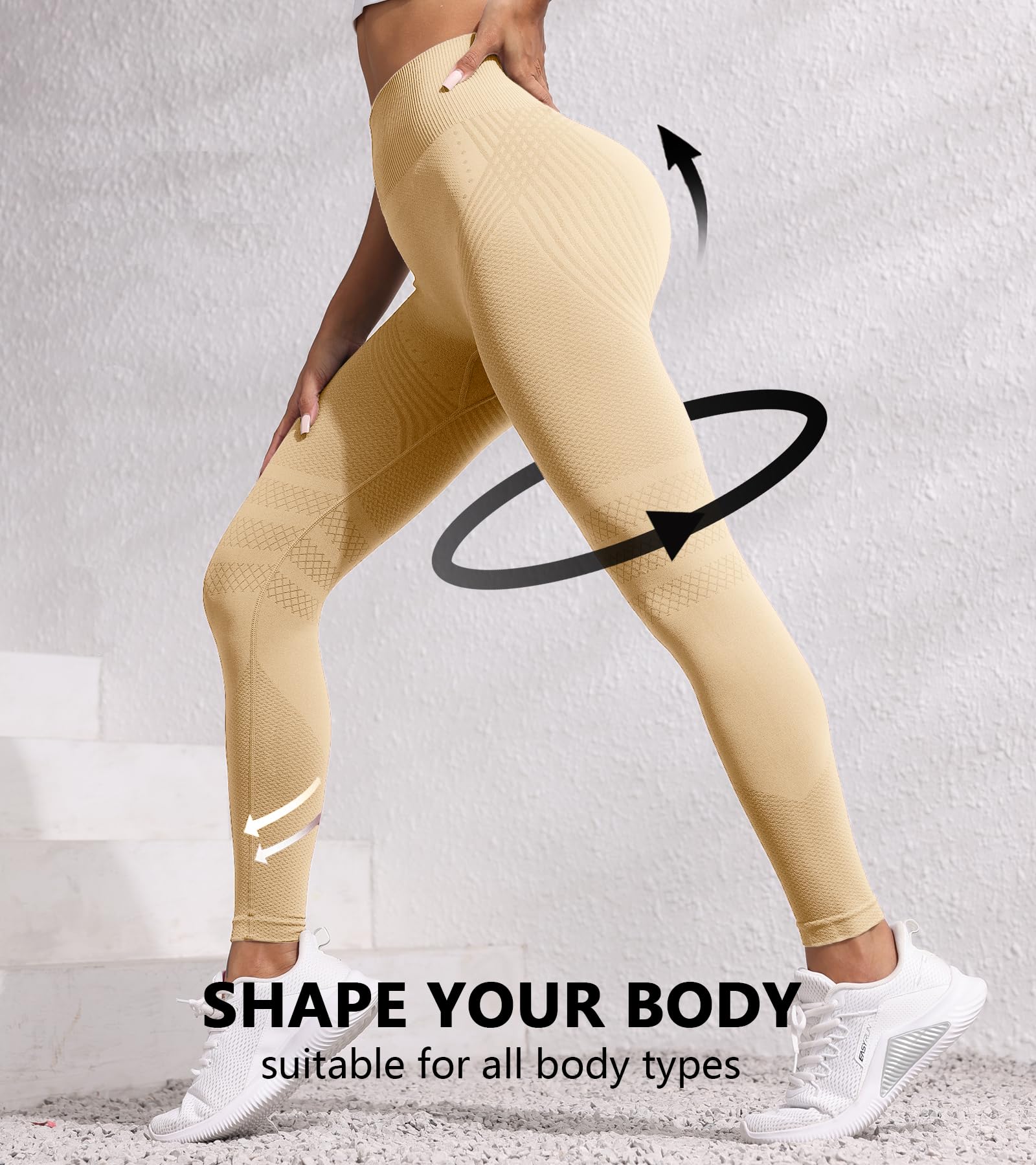 Scrunch Butt Leggings para Mujer Deportivos Cintura Alta Anticelulíticos Pantalones Largos Compresión Moldeadores Levantar el Trasero Pantalones Yoga Gym Correr Leggings Elásticos sin Costuras