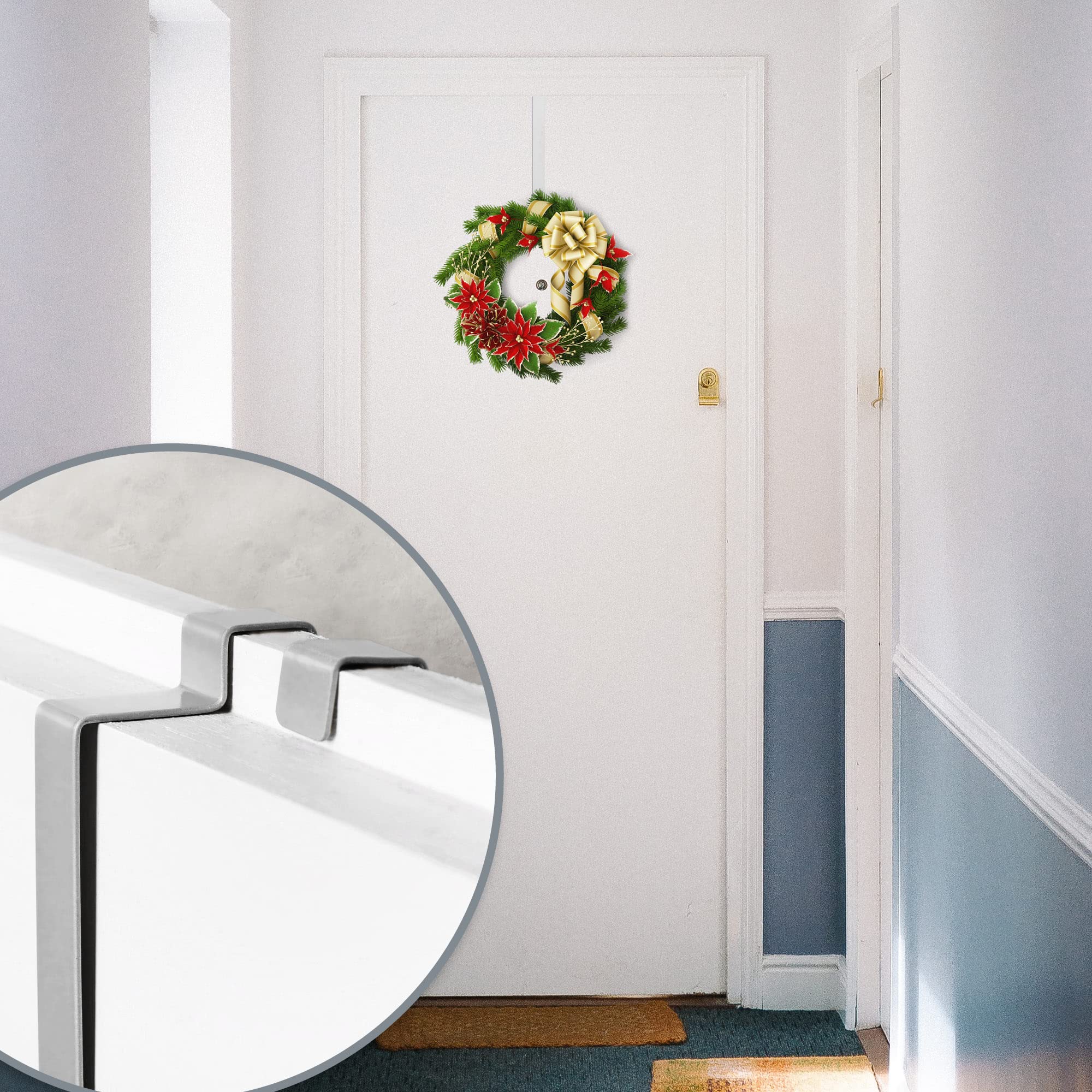 Ganci per porta in acciaio inox 26 cm 2 pezzi per ghirlande e decorazioni