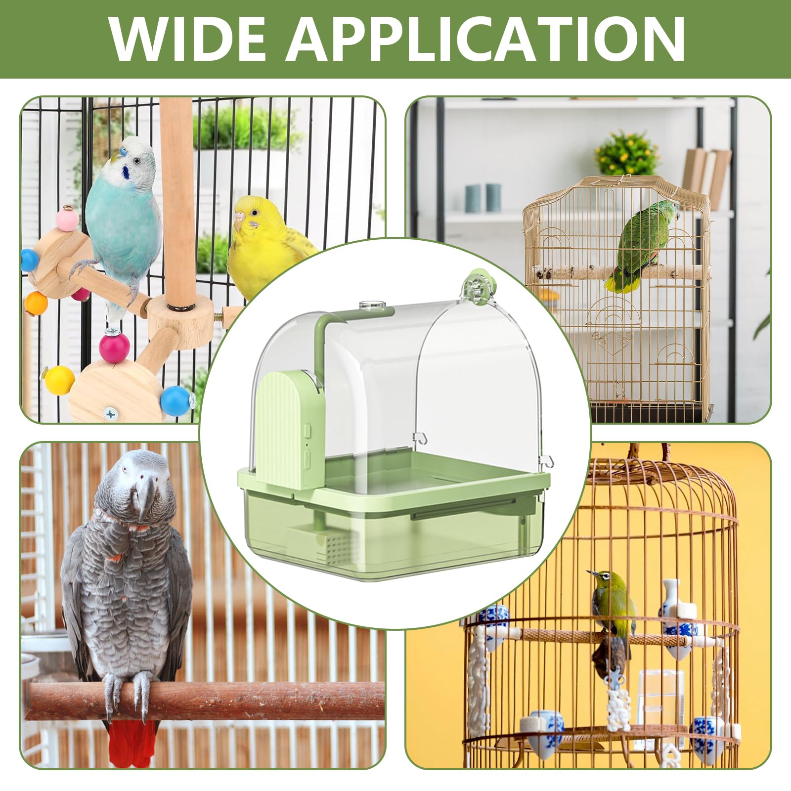 Baño para Pájaros, Colgable para Bañera de Pájaros Ducha Accesorio de Jaula para Pájaros con Ganchos Baño Automático para Pájaros para Pájaros Pequeños Pinzón Canario