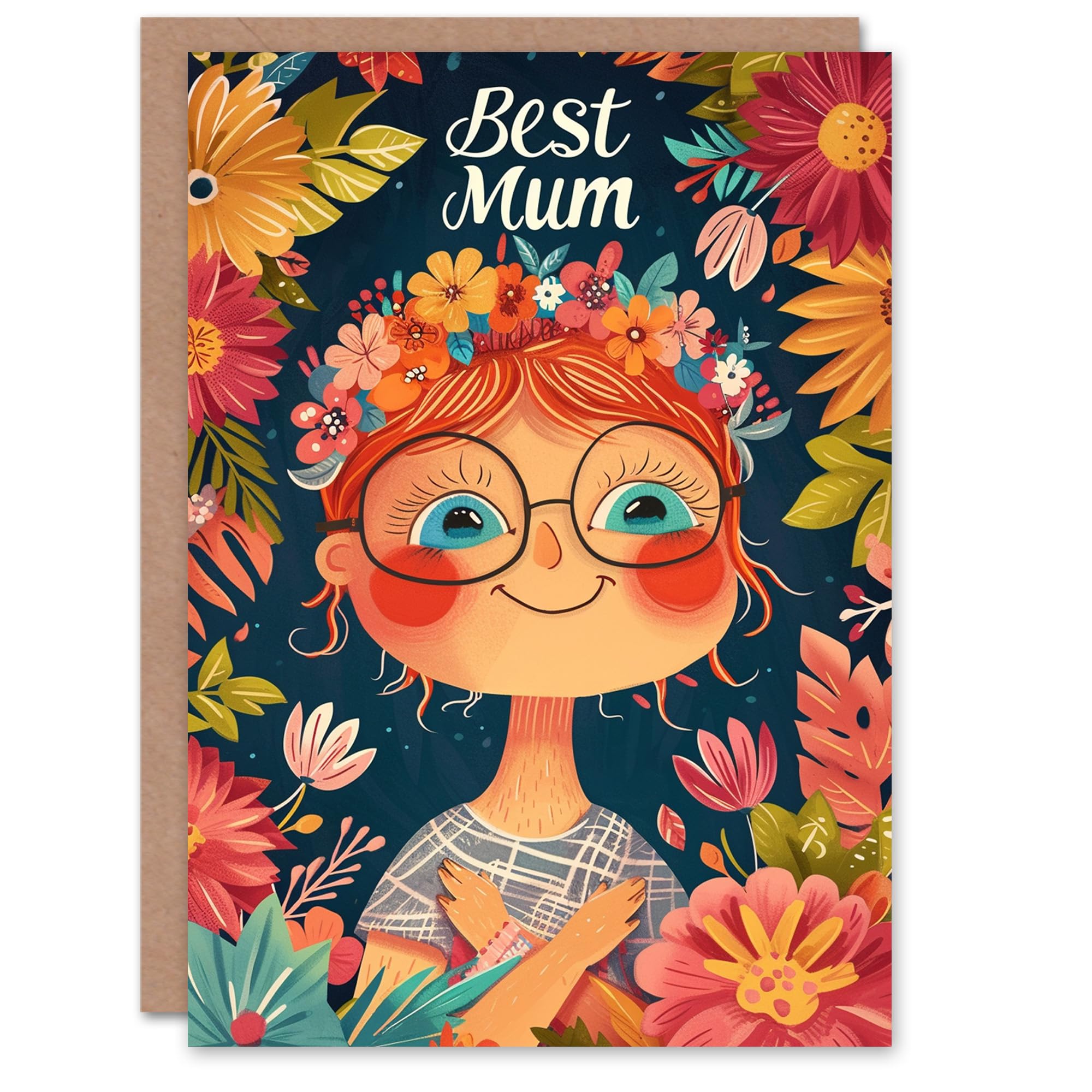 Artery8 Mother's Day Greeting Card Daughter Happy Floral Portrait For Mum