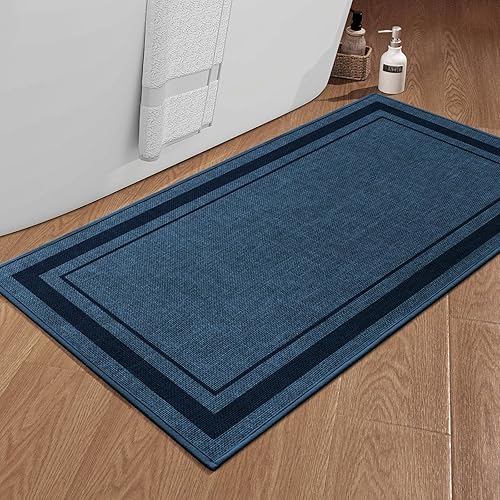Miniatura 63 de chakme Juego de 2 alfombras de baño ultrafinas, absorbentes, antideslizantes, lavables a máquina, color beige oscuro, 17 x 24 pulgadas + tapete para