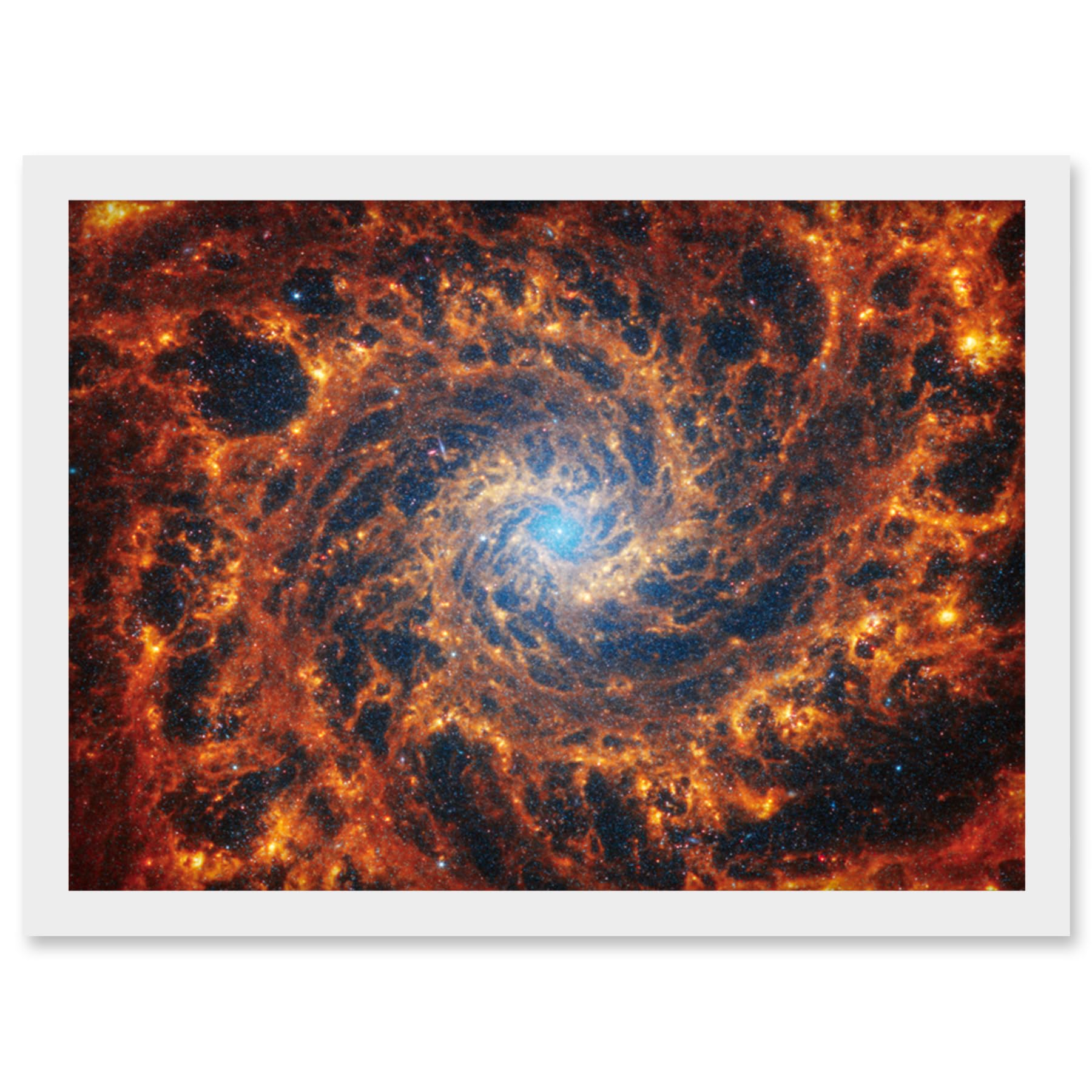 Artery8 NASA James Webb Telescope View of Spiral Galaxy NGC 628 Living Room Artwork Framed Wall Art Print A4