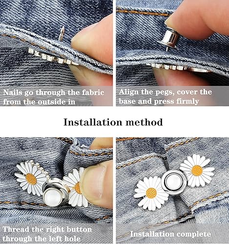 Miniatura 5 de Juego de 8 tensores de cintura para pantalones, juego de hebilla de cintura con botón de jean ajustable, no requiere costura, ajuste perfecto para