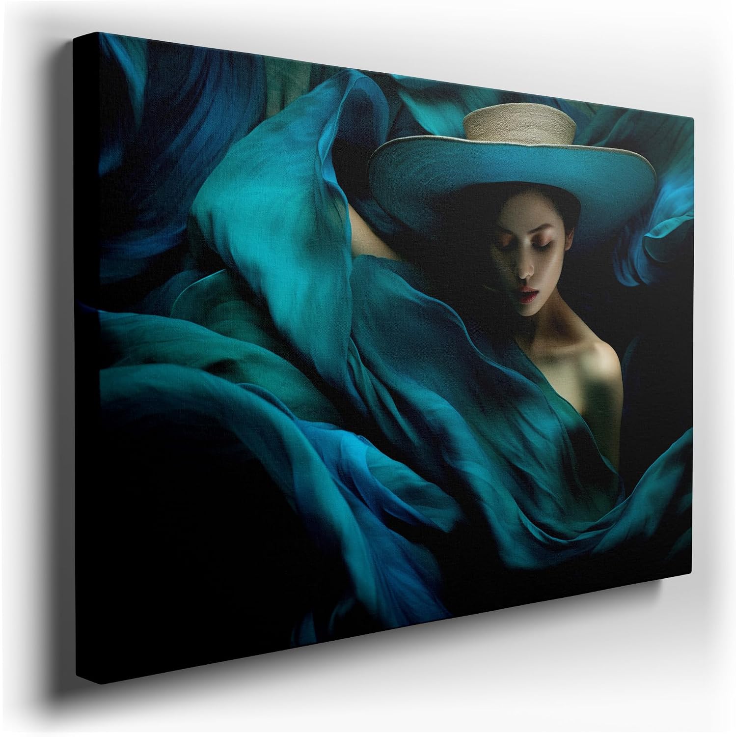 Canvas for Living room. Embracing Serenity in a Dream of Azure Tranquility, 27 x 18 inch Canvas Wall Art - Contemporary Masterpieces - Inspirational Office Decor
