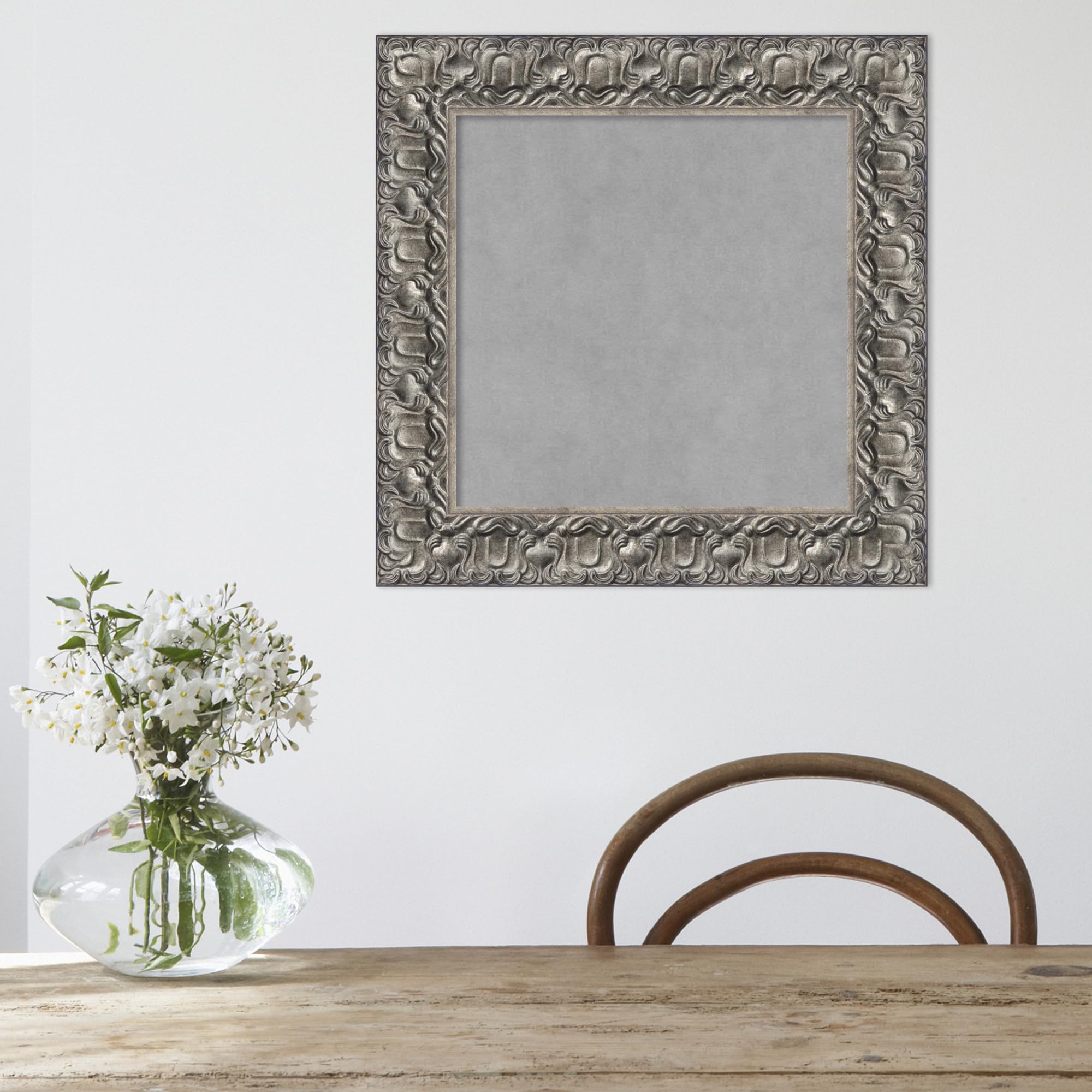 Amanti Art Sky Blue Rustic Magnetic Board - 26x14 Inches - Distressed Wood Frame - Wall Mount Organization Board