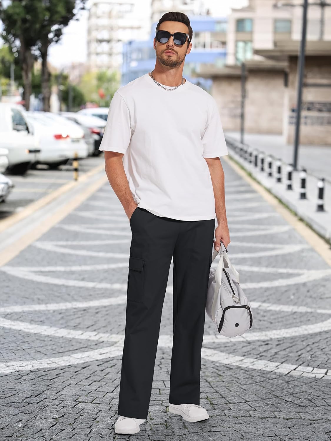 Men's Casual Cargo Pants 30/32/34/36 Tall Inseam Hiking Pants Workout Joggers Loose Straight Sweatpants for Men - Image 9