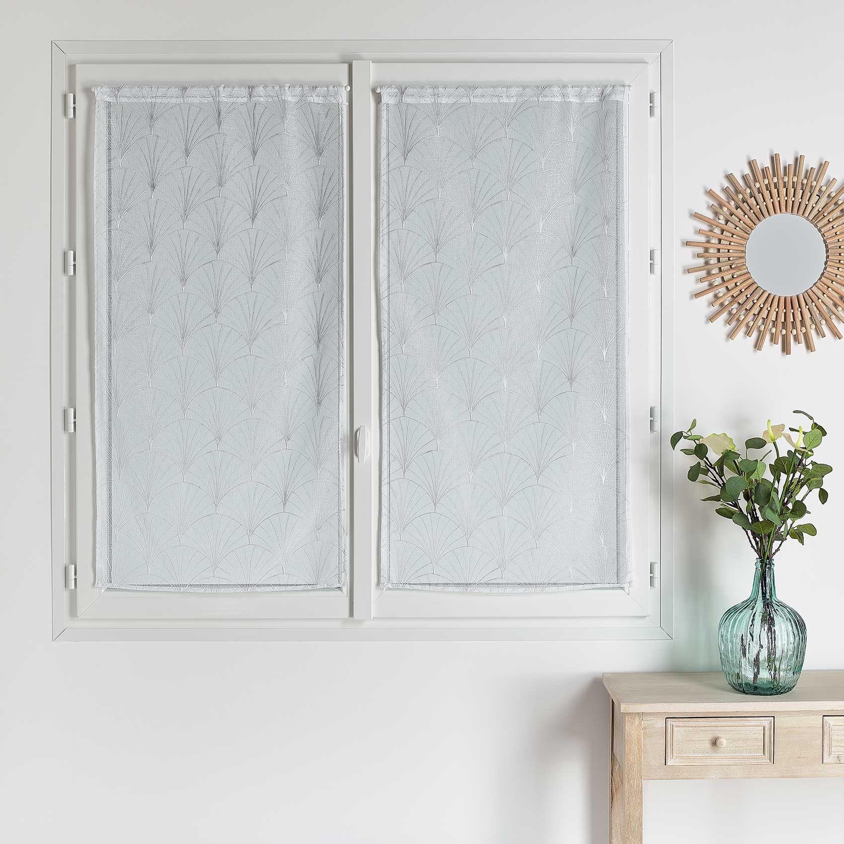 Yaland Tende lunghe trasparenti con ricamo, stile rustico, vintage, in pizzo, colore bianco (larghezza x altezza 145 x 60), 1 pezzo