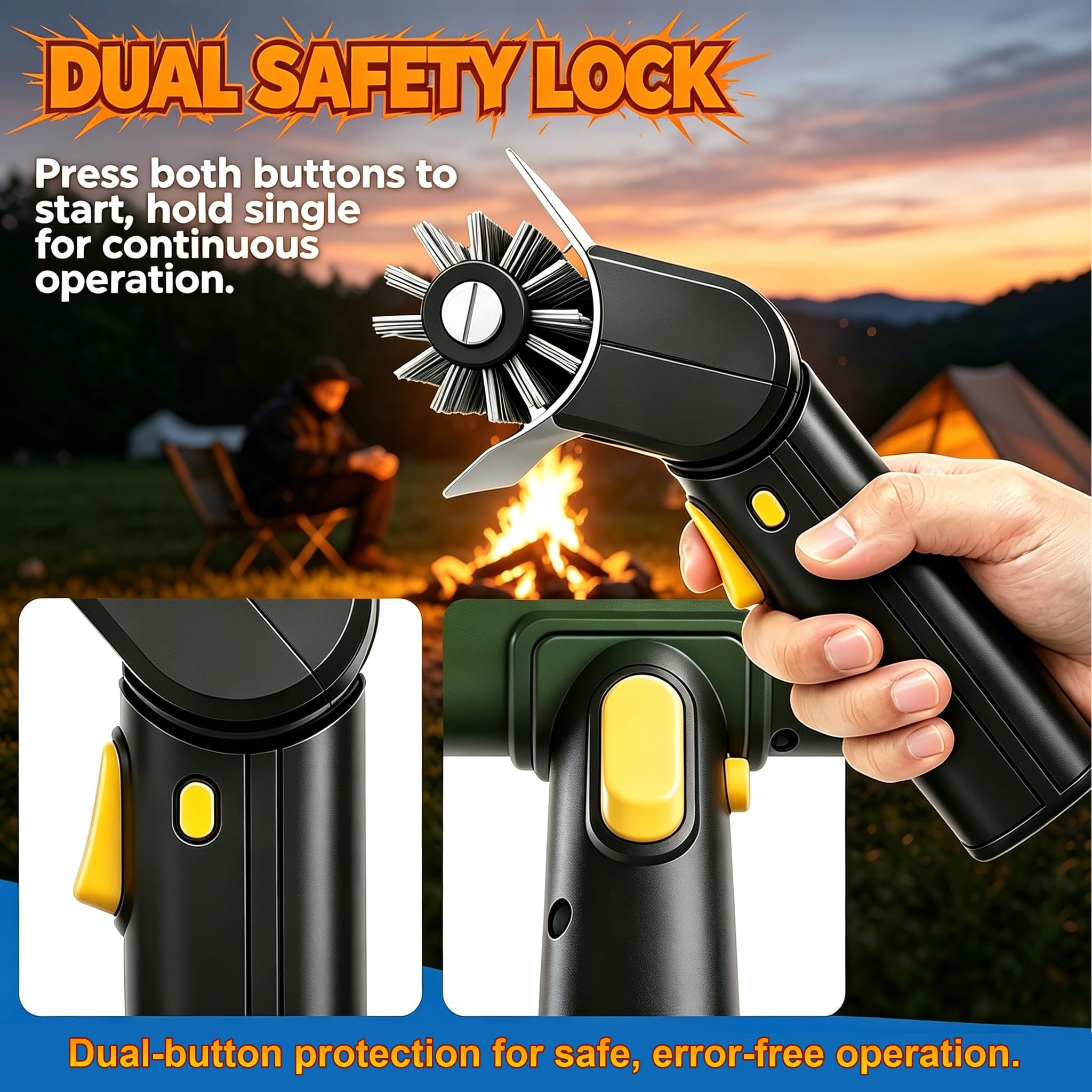 Elektrische Grillbürste, 600 U/min, kabelloser Grillreiniger, 2000 mAh Typ-C Schnellladung, abnehmbarer Kopf aus 304 Edelstahl, LED-Nachtreinigungslicht, für Hinterhof, Camping, Grillliebhaber