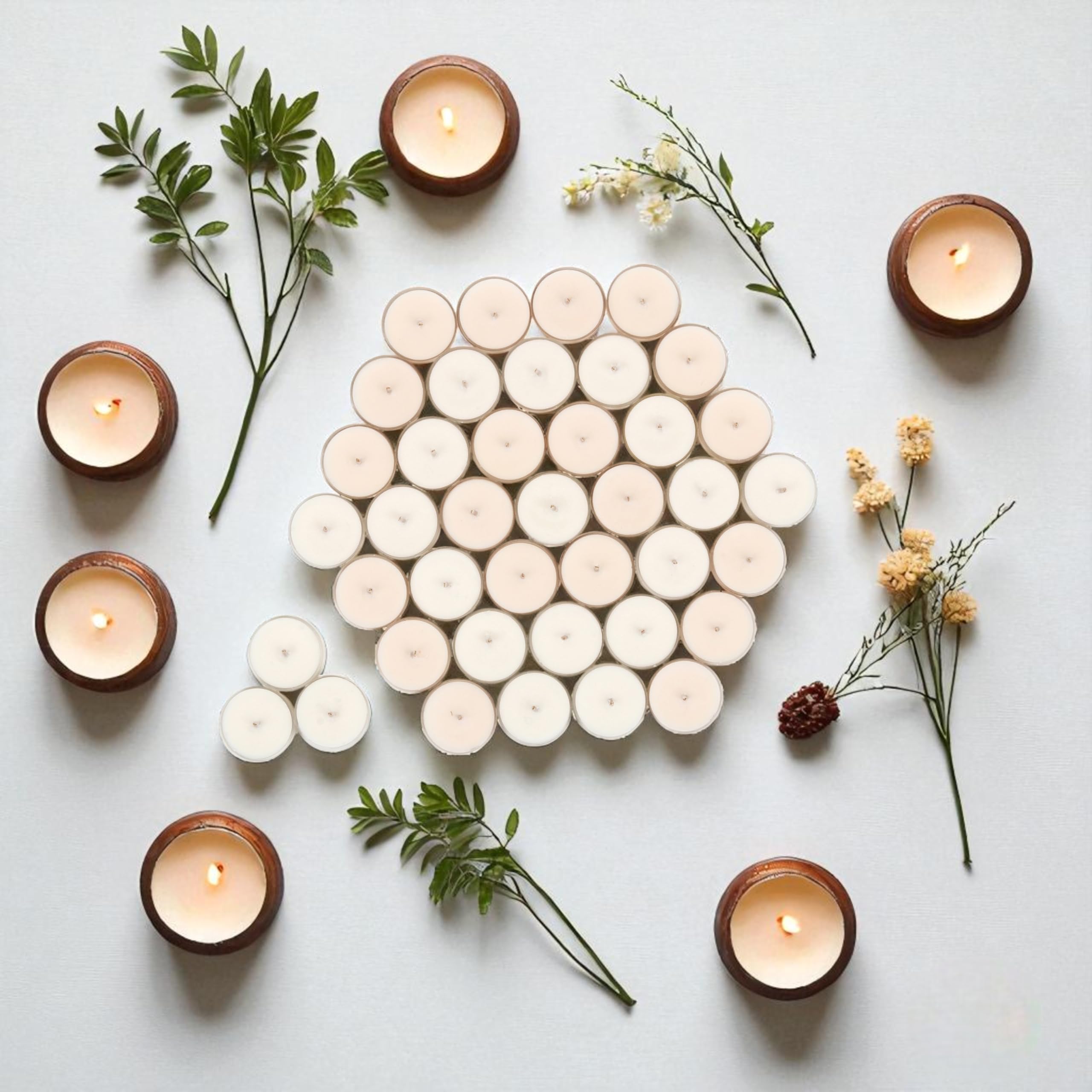 Ubab Handcrafted Scented Tealight Candles|Eco-Friendly Premium Soy Wax|Set of 40 (38 cm X 15 cm) Tealights|Lavender Bliss+Cocoa Mist Combo|12g Each|Upto 4.5 HRS Burn Time Each|Aromatherapy Candles-image-47