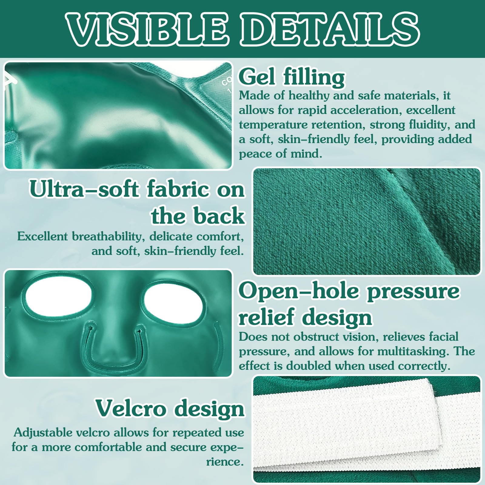 Maschera Occhi Gel Freddo, Maschera Viso e Occhi Rinfrescante, con 4 Maschera per Occhi Riutilizzabile, per Occhi Gonfi, Occhi Stanchi, Mal Di Testa, Hangover, Emicrania