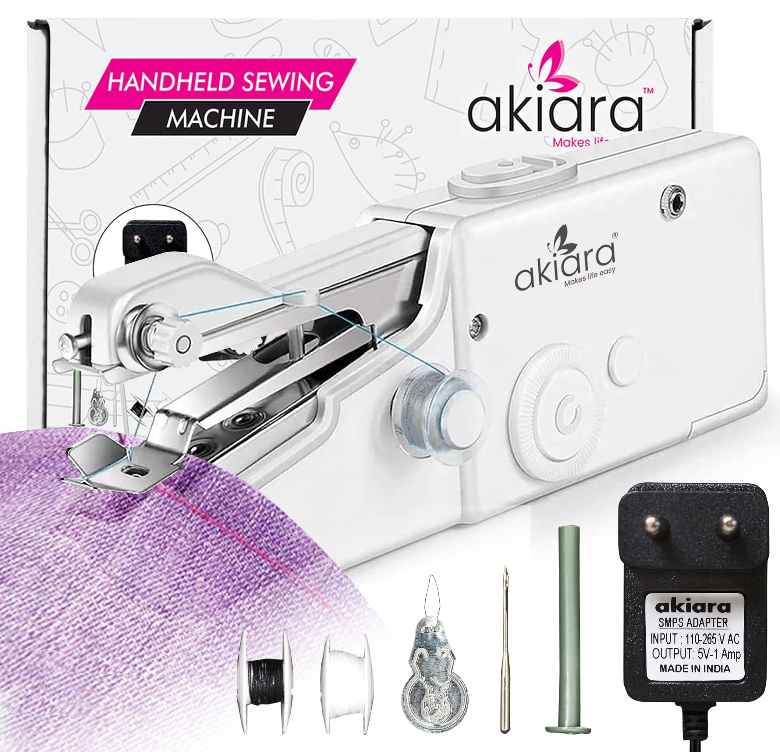 See full amazon price history chart for Akiara - Makes Life Easy Electric Handy Sewing Handheld Cordless Portable Sewing Machine For Emergency Stitch Home Tailoring, Hand Machine | Mini Silai | Comes With 5V Adapter - White Akiara - Makes Life Easy Electric Handy Sewing Handheld Cordless Portable Sewing Machine For Emergency Stitch Home Tailoring, Hand Machine | Mini Silai | Comes With 5V Adapter - White (B0CTCC5JS1) Amazon Price History, Amazon Price Tracker