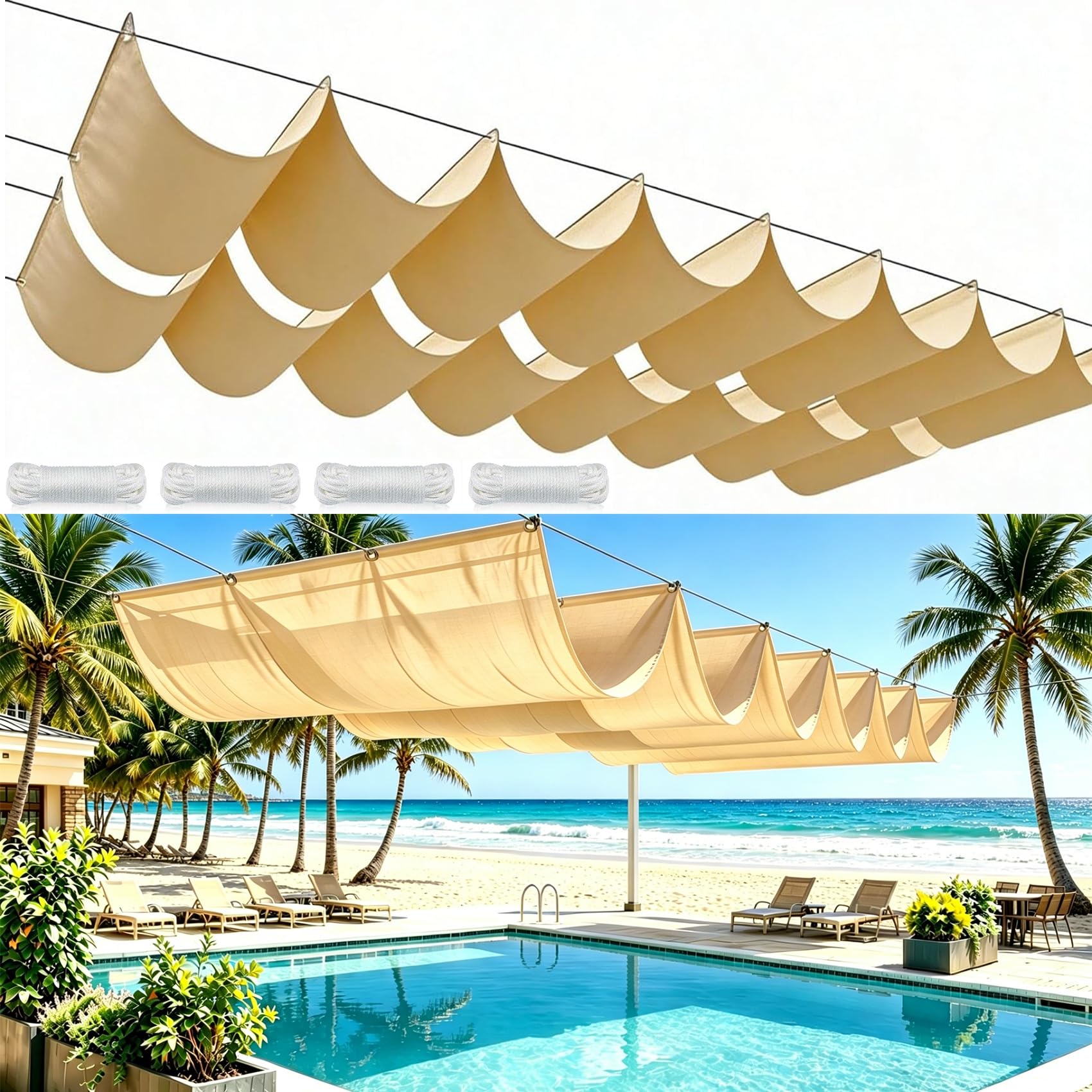 Voile d'ombrage rétractable anti-UV 98% bâche solide pour patio