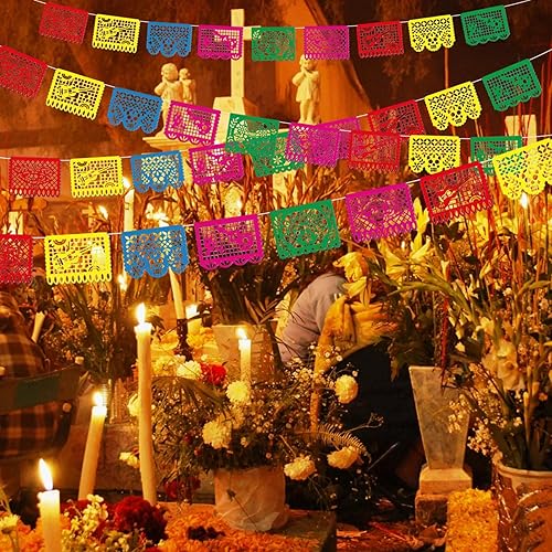 Miniatura 5 de Cartel de fiesta mexicana, carteles colgantes de fieltro del Cinco de Mayo, decoración de fiesta de Picado, decoración del día de los muertos,