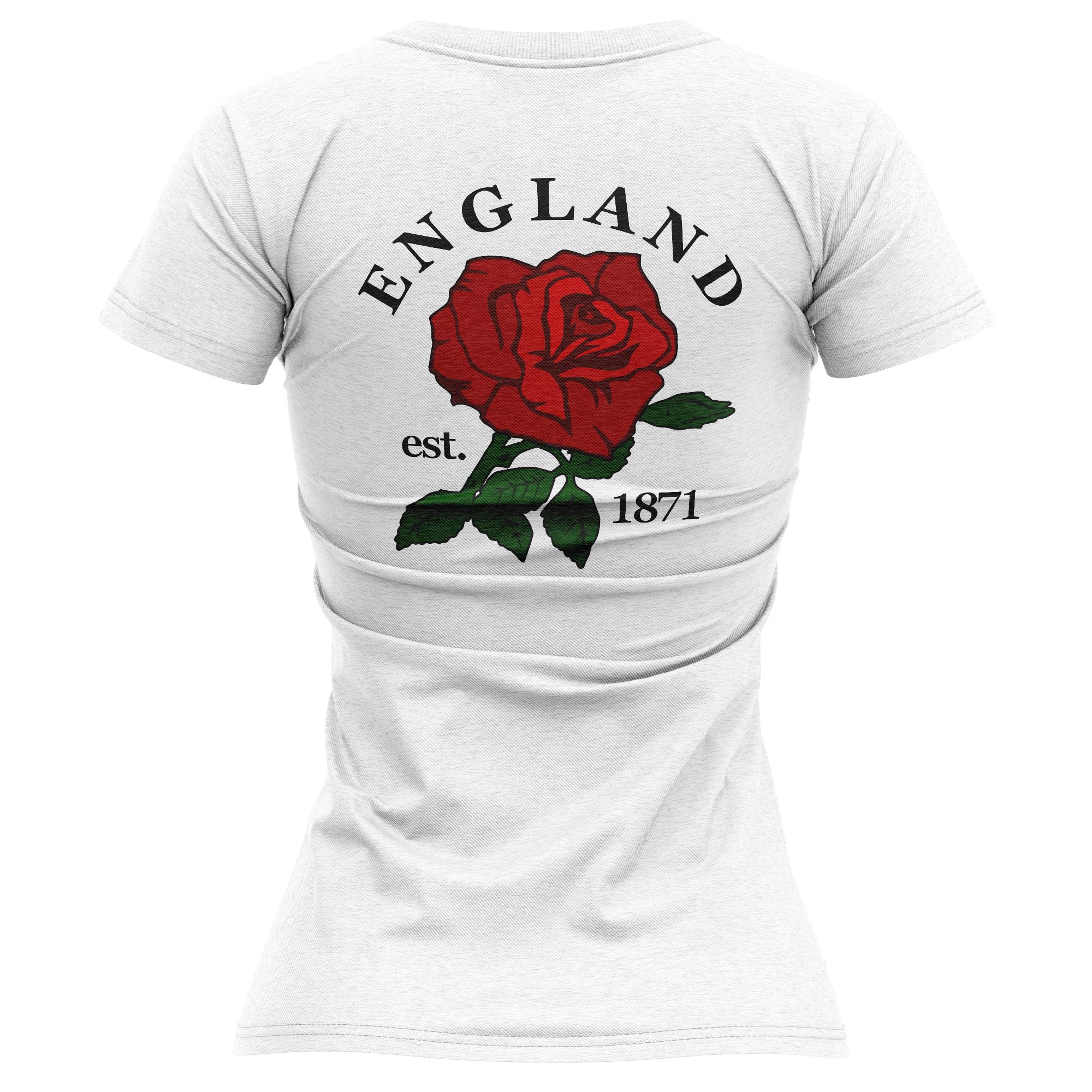 Camiseta de rugby de Inglaterra para mujer con insignia de rosa de Inglaterra 1871