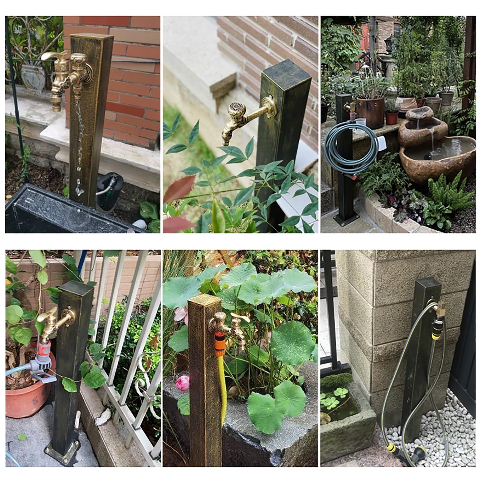 Genérico Grifo de jardín Independiente de Acero Inoxidable 304 con Columna de Agua - Grifo Exterior para Patios, Parques, Jardines y terrazas - Fuente de Agua Vertical Duradera para paisajismo