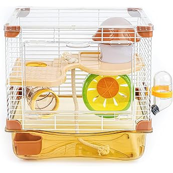 Hamster Cage, Small Animal Cage, 2 Levels, Clear, Spacious Tray Design, Easy to Clean, Breathable, Easy to Assemble, Chinese Hamster, Roboski Hamster, Campbell Hamster, Jungarian Hamster, Golden Hamster