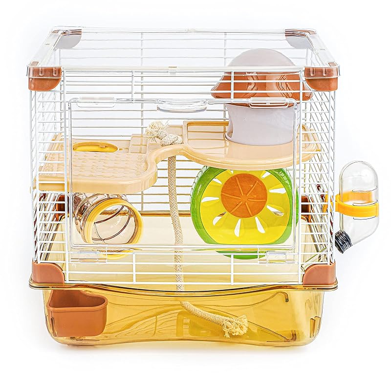 Gaiola para Hamster YIBOPET Transparente em Acrílico e Plástico, 2 Níveis, 26,9 x 20,6 x 26,9 cm