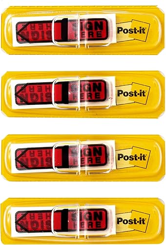 Miniatura 4 de Post-it Banderas de mensaje, Sign Here, 20/dispensador, 4 dispensadores/paquete, 0.47 pulgadas de ancho, rojo (684-RDSH)