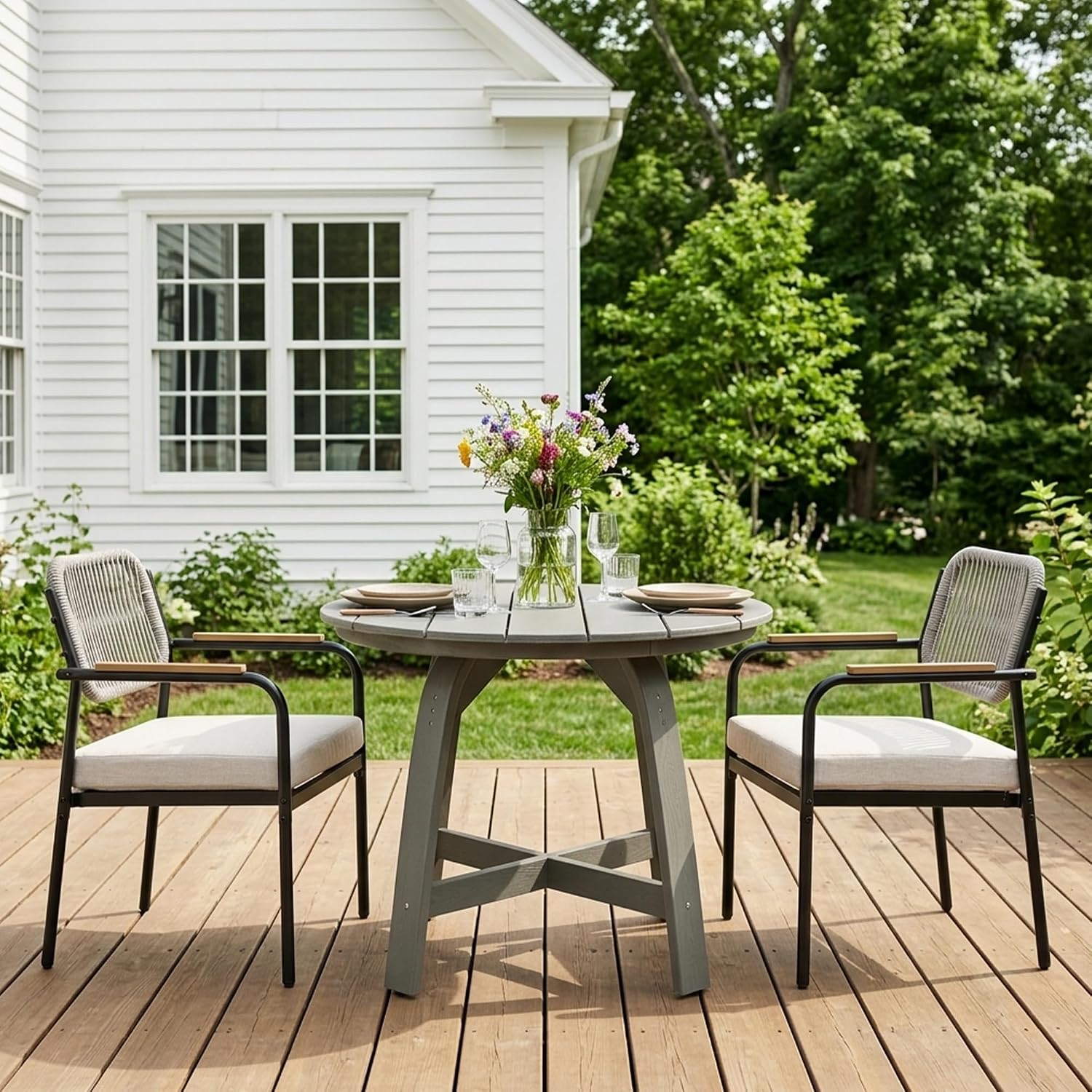DAYARUS HDPE Outdoor Dining Set Review: 3-Piece Bistro Set for Small Spaces