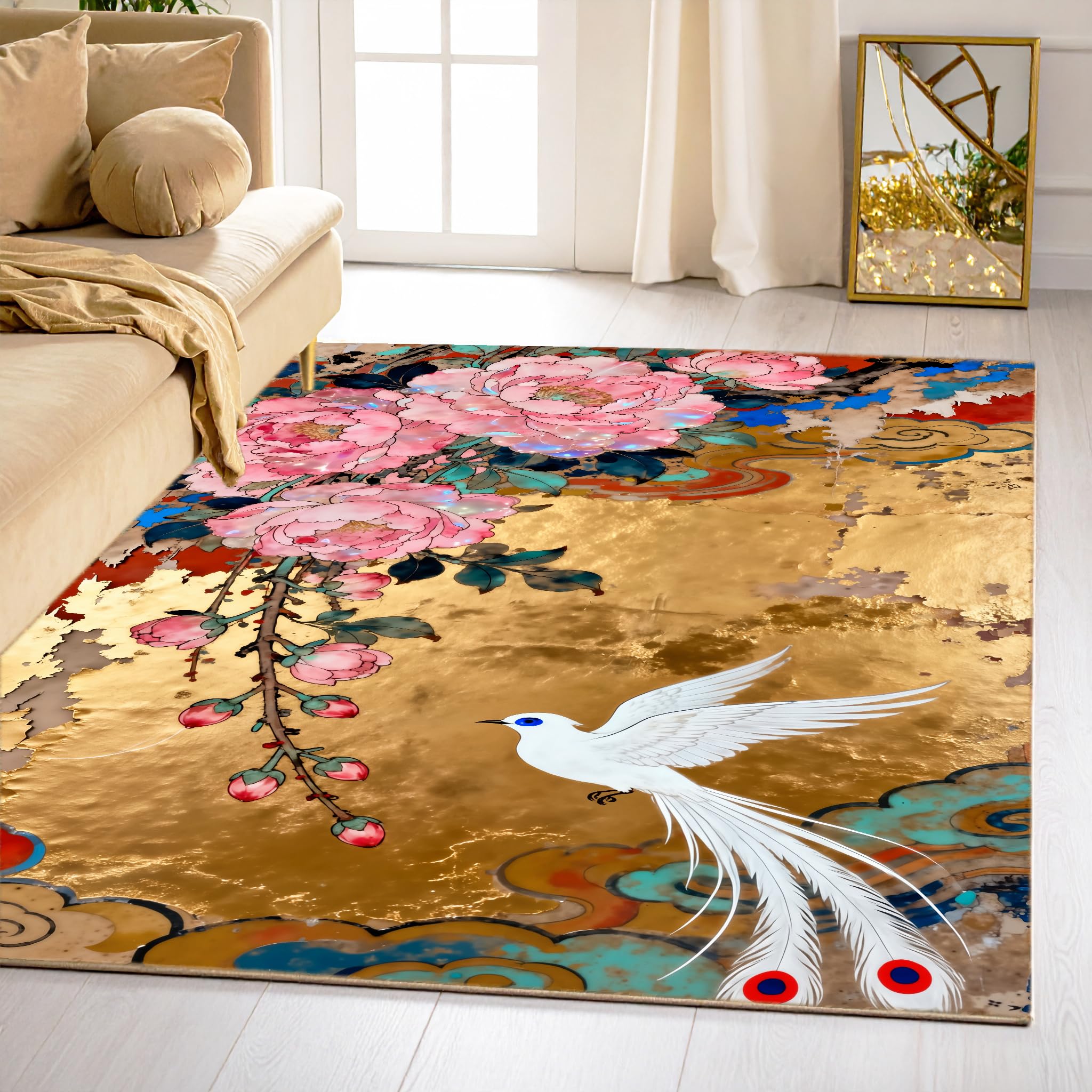 Ishro Home Aurelia Petals Carpet - 4'x6' Floral Rug -12