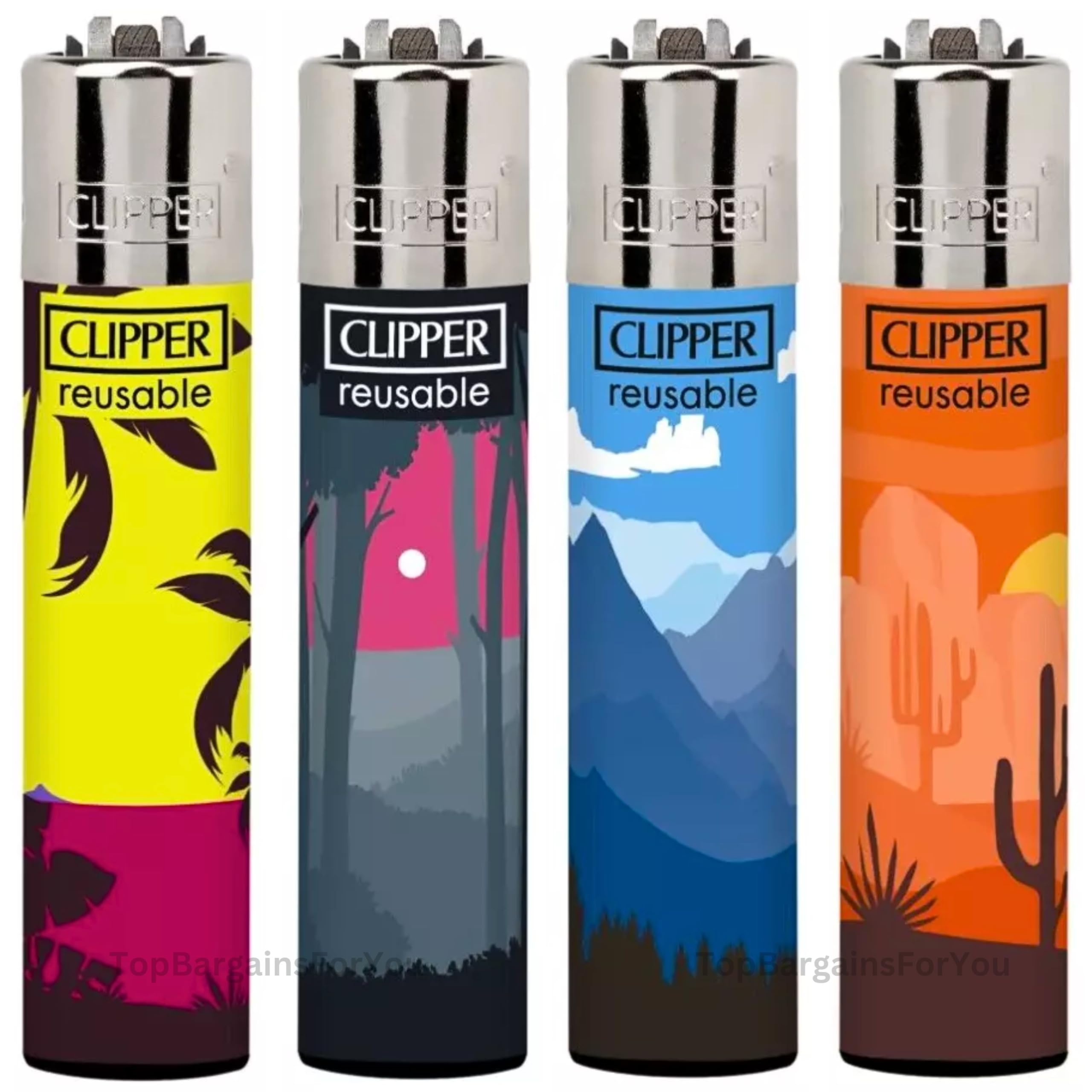 4 x Clipper Lighter Set Gas Refillable Windproof Lighters Standarad Size Replaceable Flint Rare Limited Edition (Planet Flowers 1) — view 23