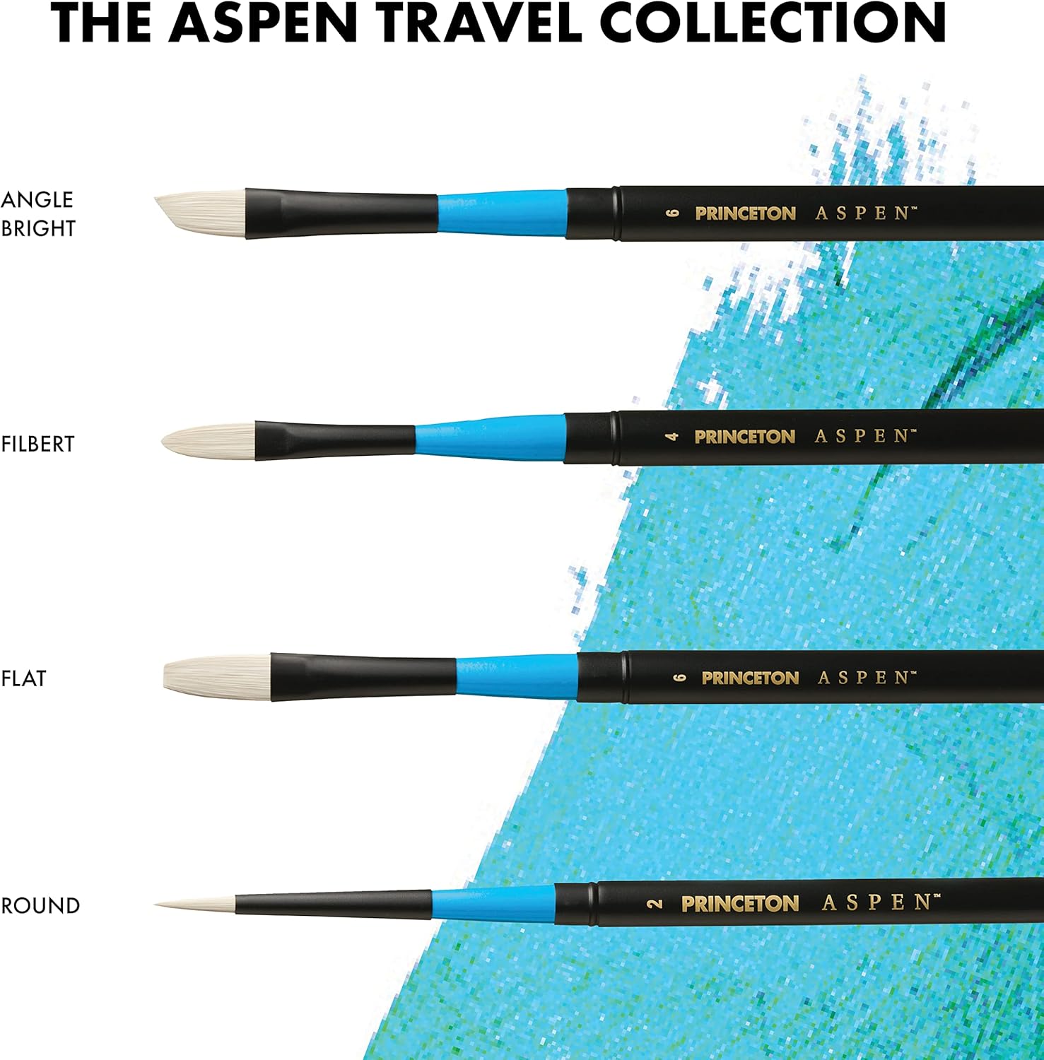 Princeton Aspen, Glare-Free Indoor/Outdoor Brush for Acrylic & Oil, Series 6500T Travel Round, Size 2 (P6500TR2)