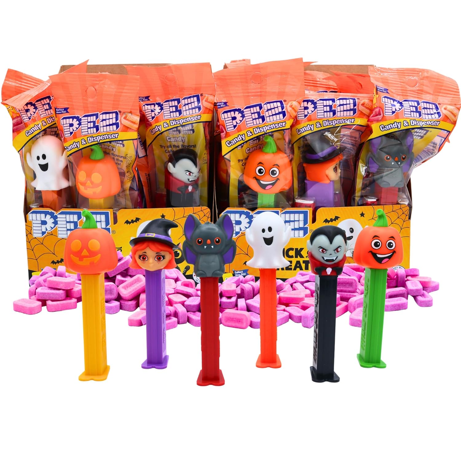 PEZ Halloween Assorted Dispensers with Candy Rolls Pack of