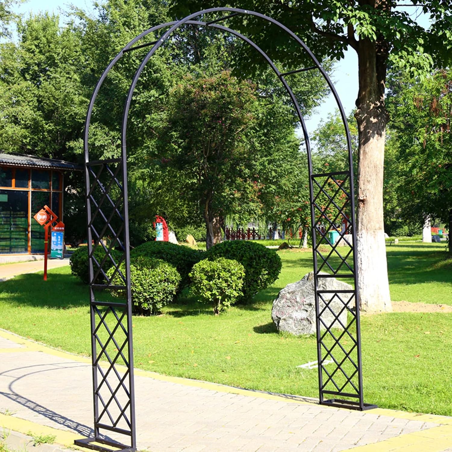 Rose Arch, Garden Arbor Pergola, Support Archway, Galvanized Pipe Arch Supports Plant Supports Decor for Patio/Entrance/Garden/Villa (Color : Bronze, Size : 310x250x40cm)