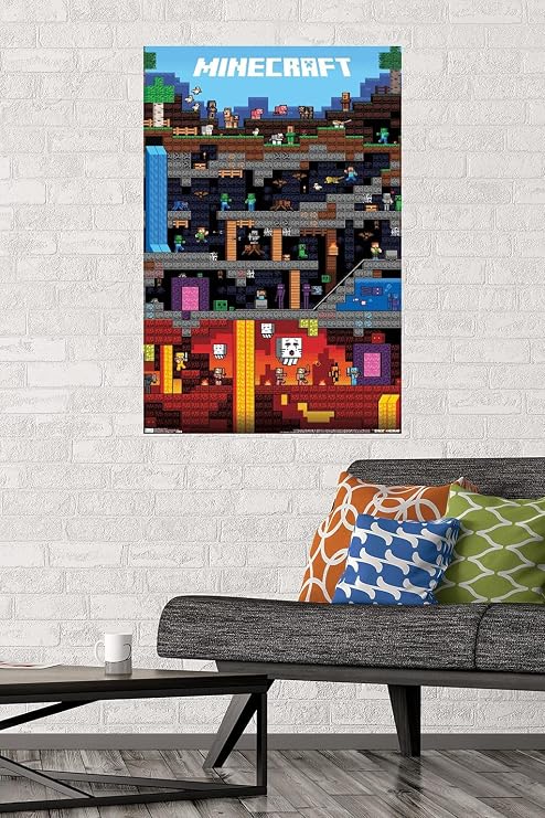 Trends International Minecraft - Worldly Wall Poster, 22.375 x 34, Unframed Version
