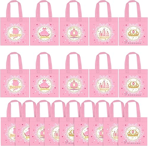 BANBALLON 20 bolsas de regalo de princesa para niñas, no tejidas, bolsas de regalo para niñas, fiestas de cumpleaños, fiestas temáticas de princesa,