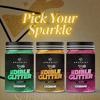 Beepoint Gold & Green Edible Glitter Dust 15g - Food grade, Vibrant Color Shimmer Powdered Dust