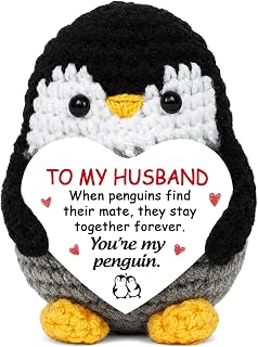 Positive crochet penguin anniversary gift for husband