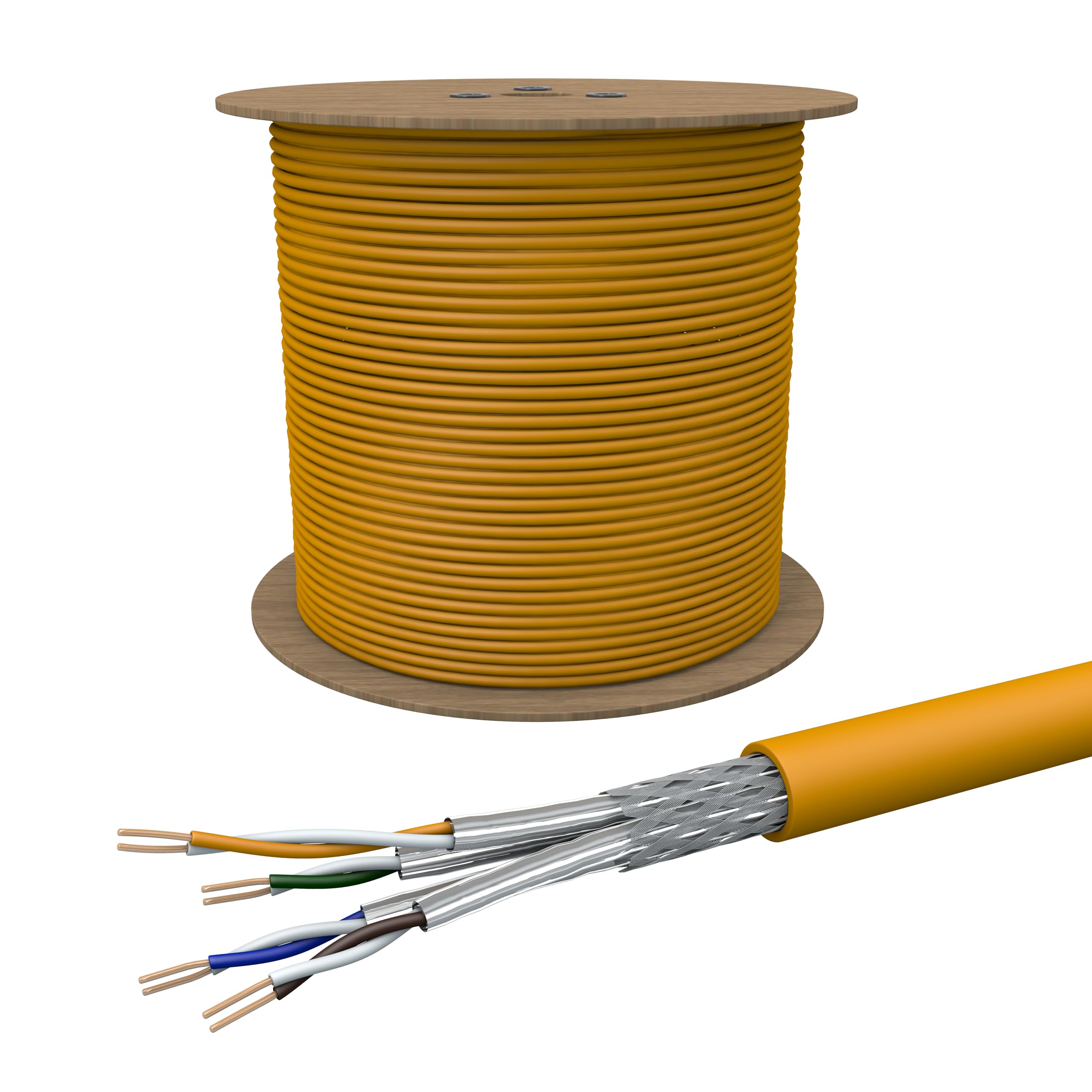 Draka Cable de red LAN, cable de 500 m, tambor Cat 7 A, S/FTP PiMF LSZH, sin halógenos, AWG 22/1, cable de instalación, cable de datos PoE 100% cobre UC1500 HS22 GHMT PVP certificado fabricado en la