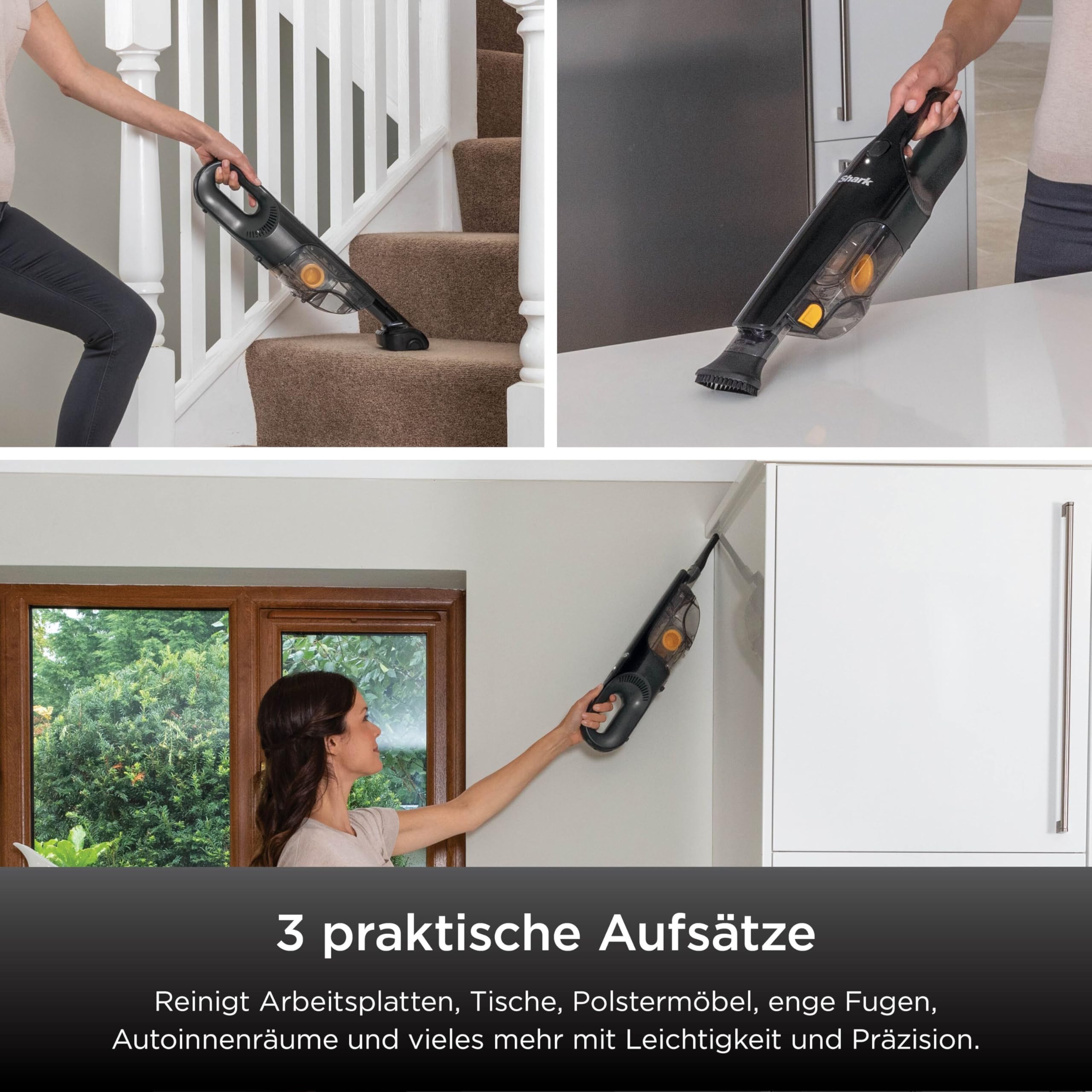 Shark HandVac kabelloser Handstaubsauger [CH950EUT], Modell für Haustierbesitzer, kabelloser Staubsauger, Schwarz | mit motorisiertem Tierhaar-Aufsatz, Fugendüse & Bürste, 10 Min Laufzeit, 0,45L Staubbehälter