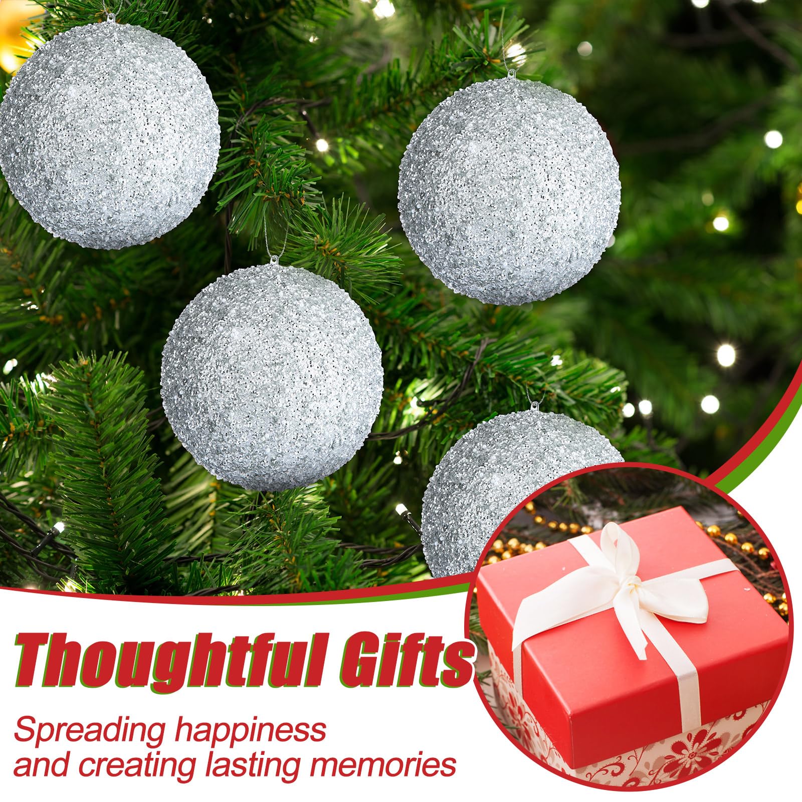 Wettarn 6 bolas de Navidad grandes de 6 pulgadas, adornos de decoración para árbol de Navidad, bolas inastillables para cumpleaños, Pascua, San Valentín, boda, decoración del 4 de julio, Día de los
