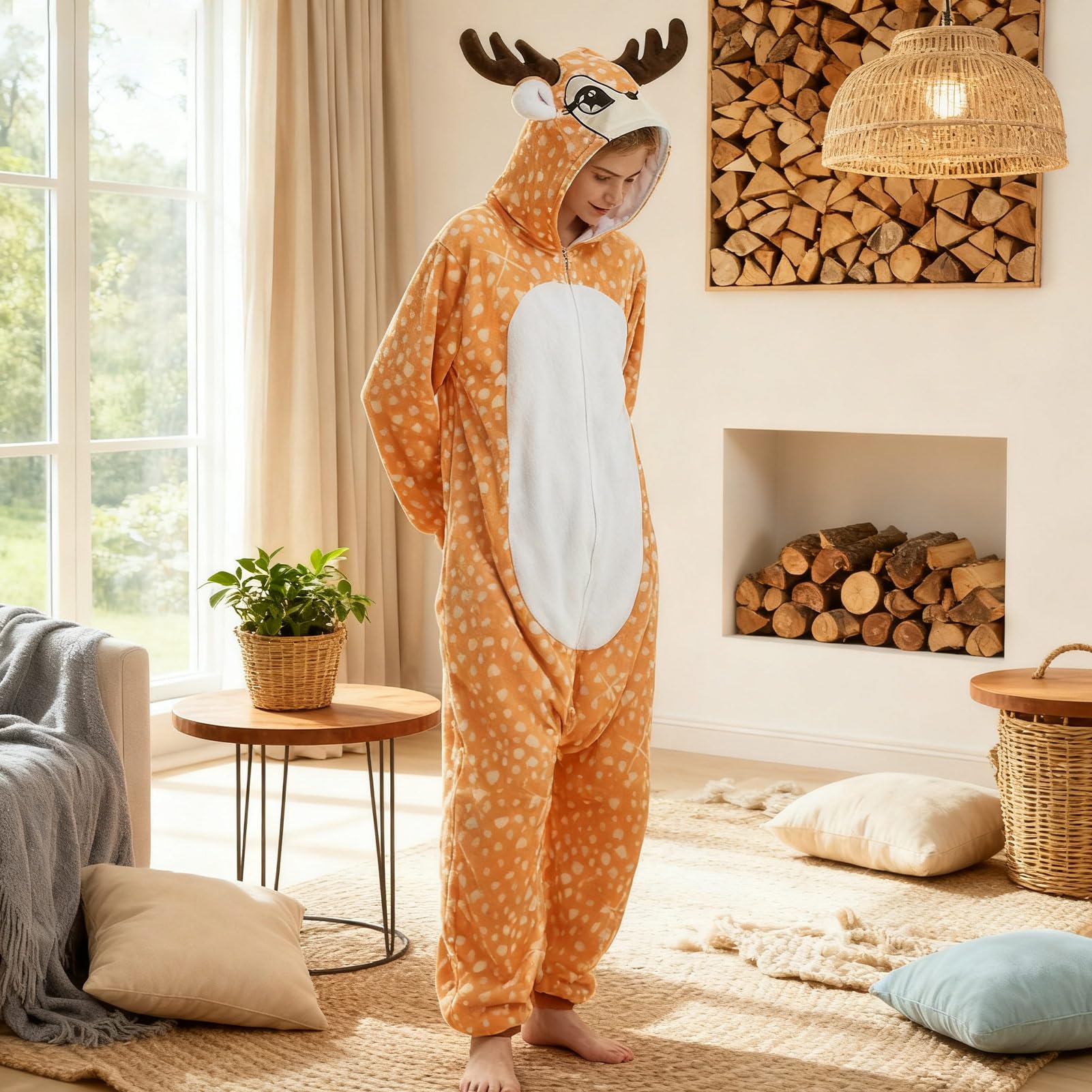 Harsever Adult Onesie,Animal Costume,Unisex Onesies Plush Christmas Cosplay Pajamas Party One-Piece Sleepwear (Style A, XL) - Image 3