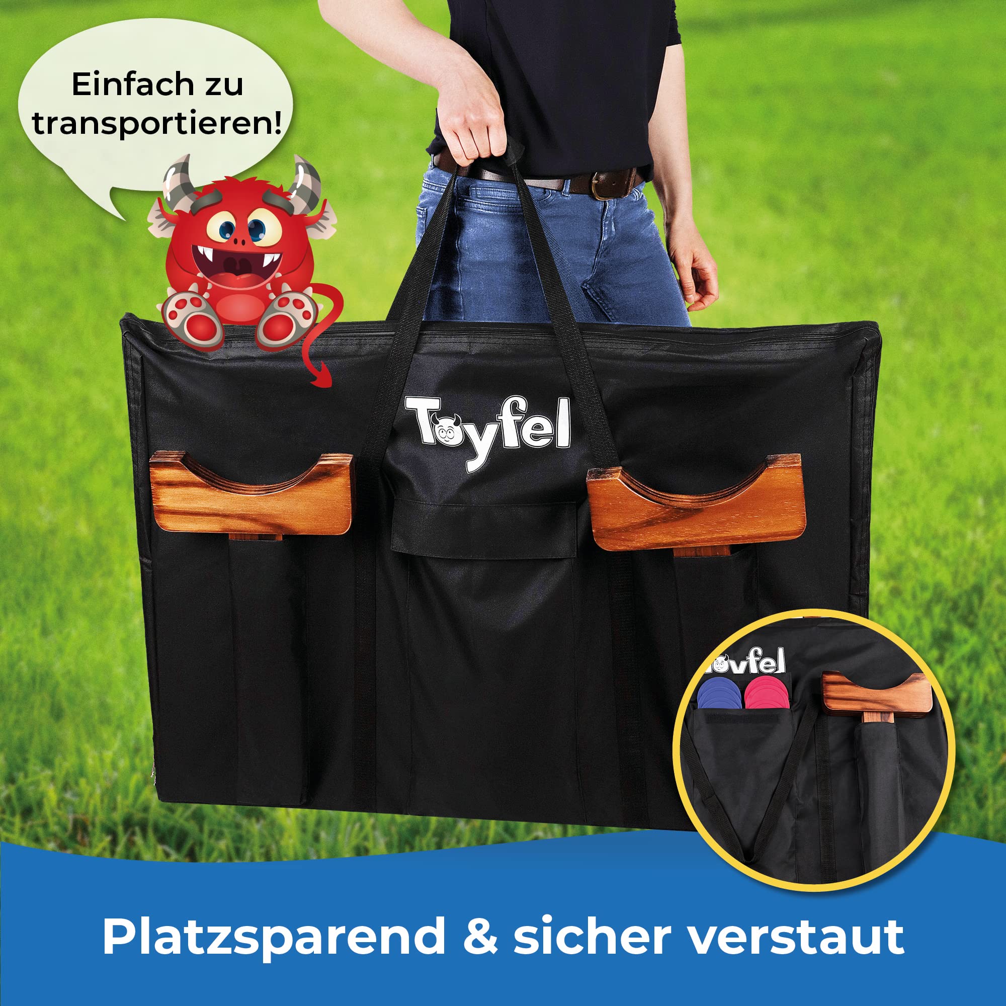 Toyfel Vier Gewinnt Spiel XXL Holzspielzeug aus FSC® Holz Indoor & Outdoor | Groß Spielklassiker Premium Gesellschaftsspiel für Erwachsene & Kinder ab 4 Jahren Spiele Strategiespiel Familienspiel Ace
