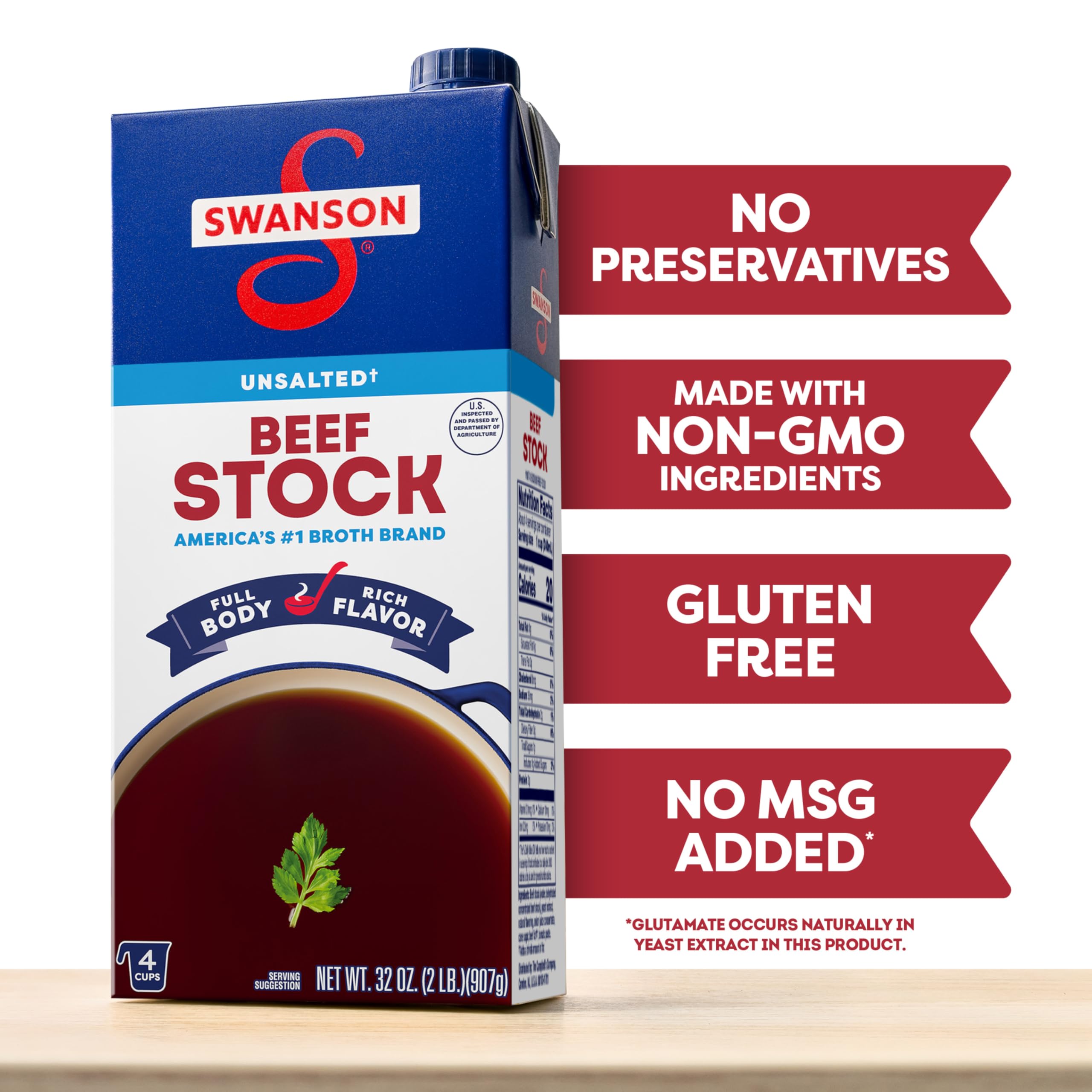 SWANSON S Unsalted Beef Stock, 32 oz Carton