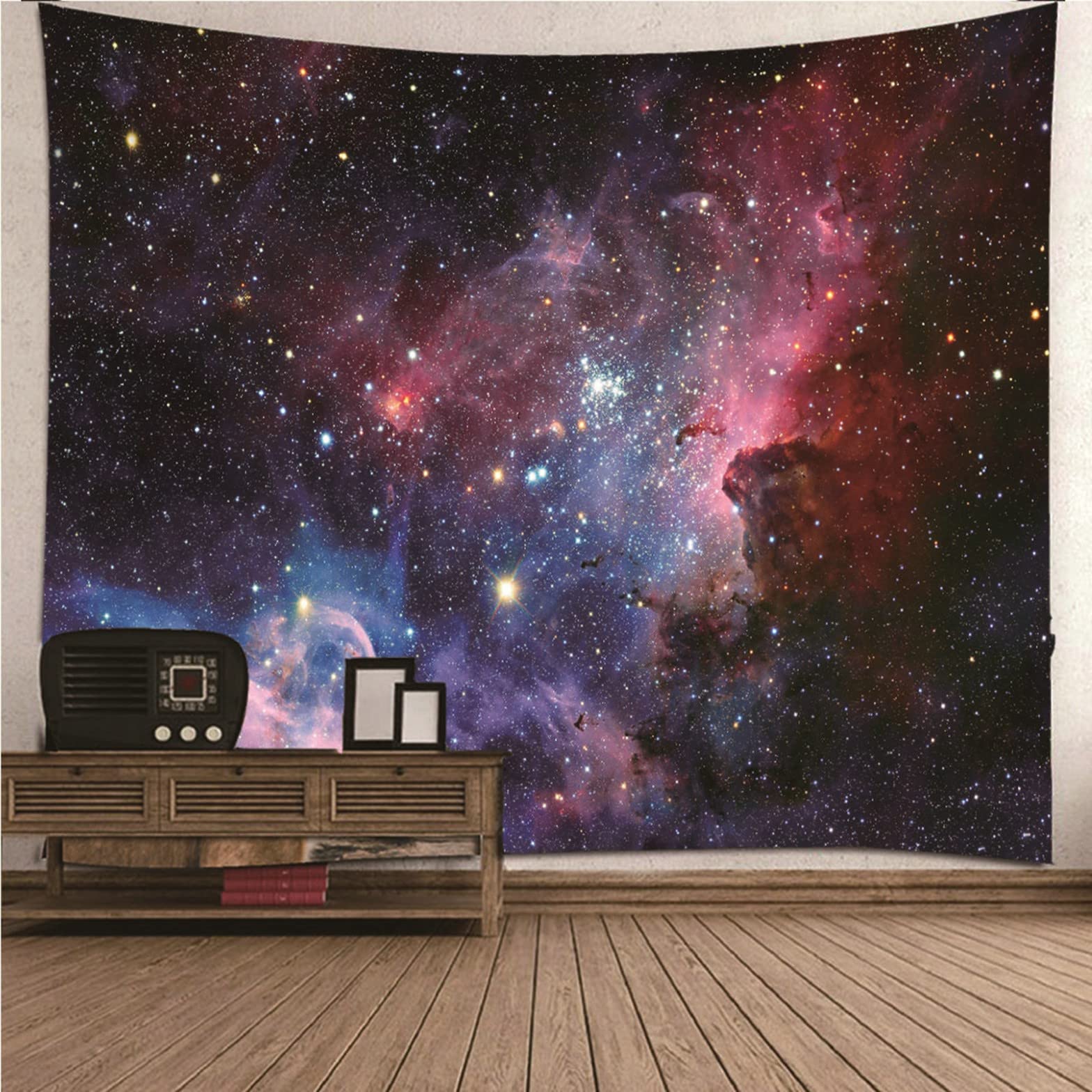Ethereval Tapestry Clips Queen Wall Hanging Galaxy Theme Stars Covering Cool Tapestries For Bedroom Aesthetic Multicolor Wall Hangings Fabric Decorations 260x240cm