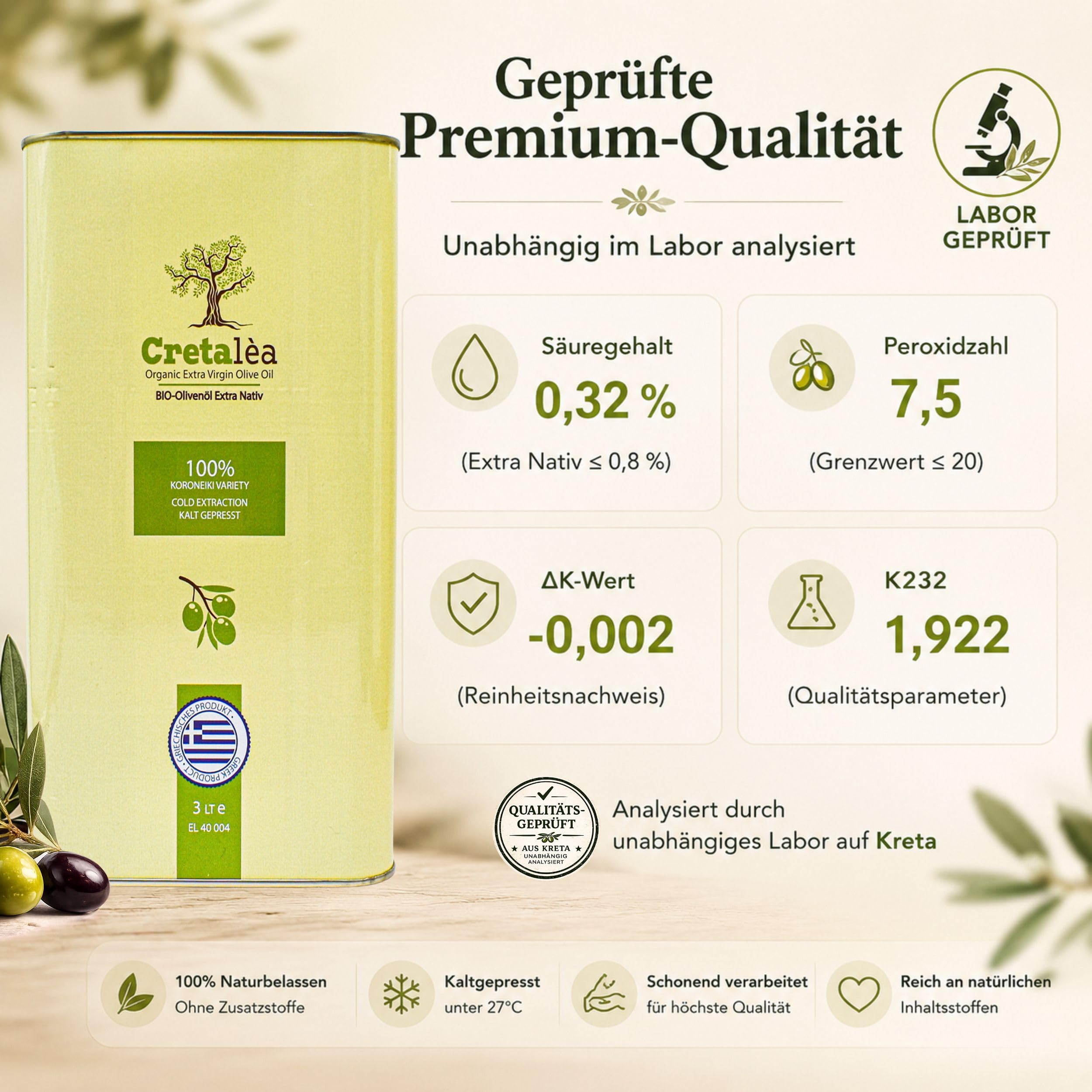 Oliwa z oliwek bio kanister 3 litrowy – Cretalèa – z Krety – świeże zbiory – tłoczony na zimno – ekstra natywny – Grecja – pierwsza klasa jakości