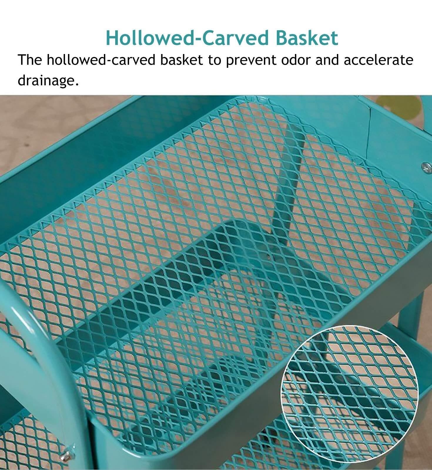 Carrello di servizio del salone di bellezza a 3 livelli con la maniglia Carrello di servizio di bellezza nizer per forniture per ufficio Carrello di filo della maglia di rotolamento con la ruota