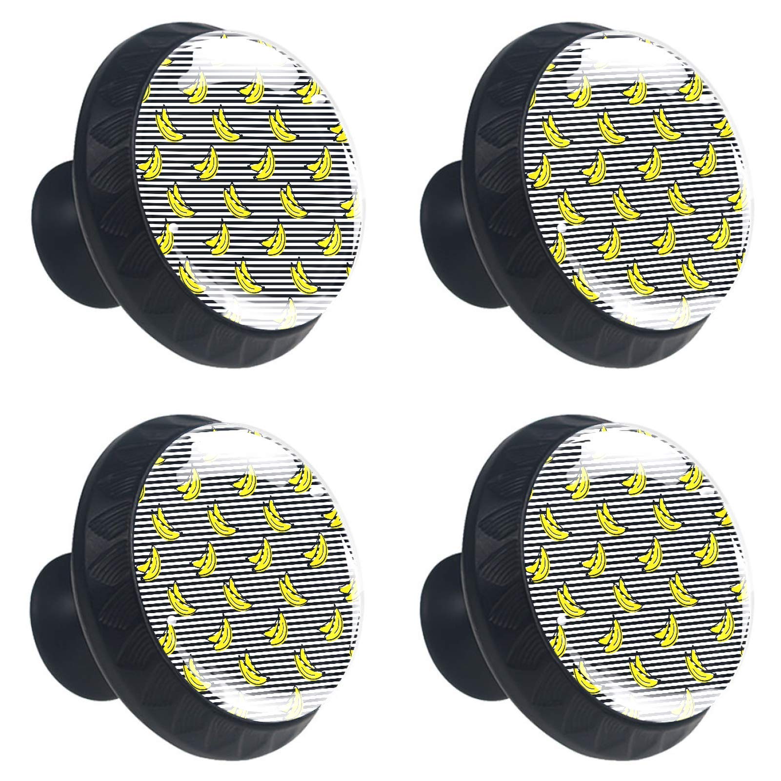 Boutons en verre à rayures bananes ronds 30 mm pour tiroir et commode