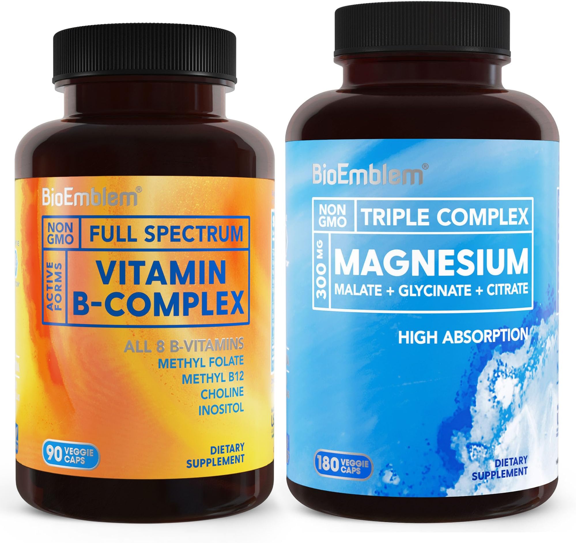 BioEmblem Triple Magnesium Complex 180 Capsules and Vitamin B-Complex