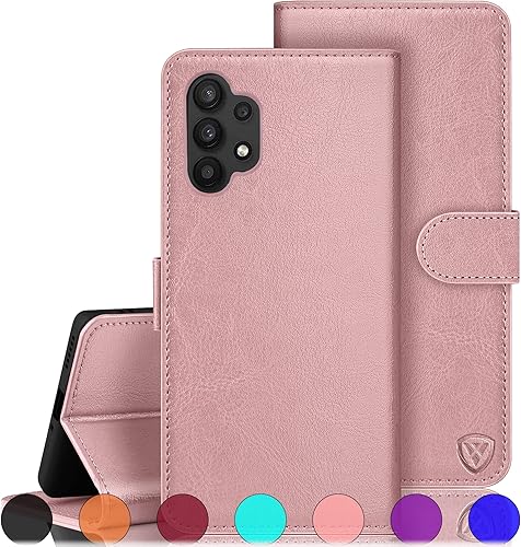 XcaseBar Funda tipo cartera para Samsung Galaxy A32 5G con bloqueo RFID, soporte para tarjetas de crédito, funda de piel sintética con tapa para