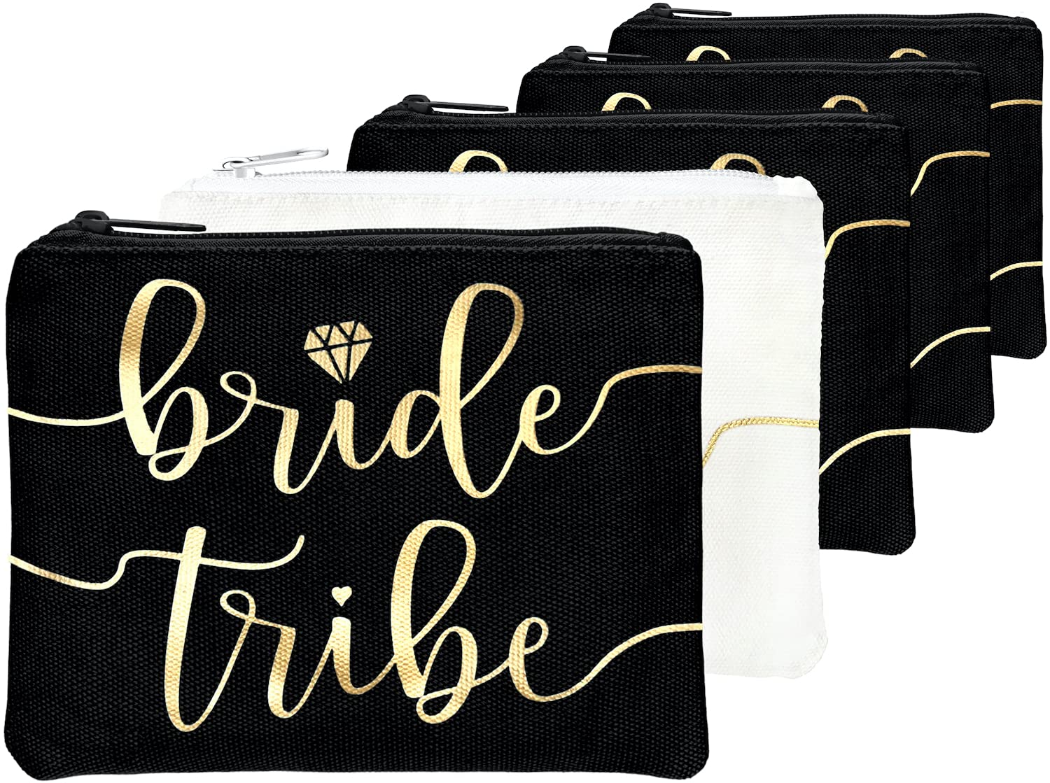Bride Tribe Makeup Bags - Bridesmaid Favor for Bachelorette Party, Bridal Shower, Wedding. Cosmetics/Toiletries Bag, Wedding Survival Kit, Hangover