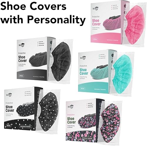 Miniatura 6 de Fundas desechables para zapatos, 100 unidades, 50 pares envueltos individualmente, protectores de estampado floral para botas, zapatos, cubierta de