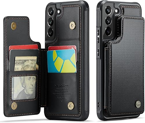 Funda para Samsung Galaxy S22 con tarjetero, para Samsung S22 Funda tipo cartera para mujeres y hombres con bloqueo RFID, funda duradera a prueba de