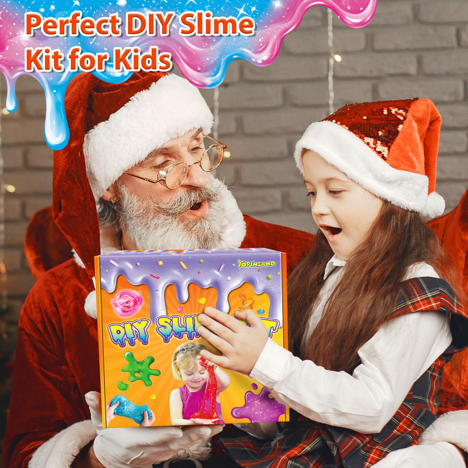 YOPINSAND 12 Farben DIY Schleim Kit, Slime Making Kit für Mädchen, Crystal Clear Slime, Glow in the Dark Slime mit Add-Ins Schaumstoffkugeln, Charms, Glitter, Geschenk-Spielzeug für Kinder