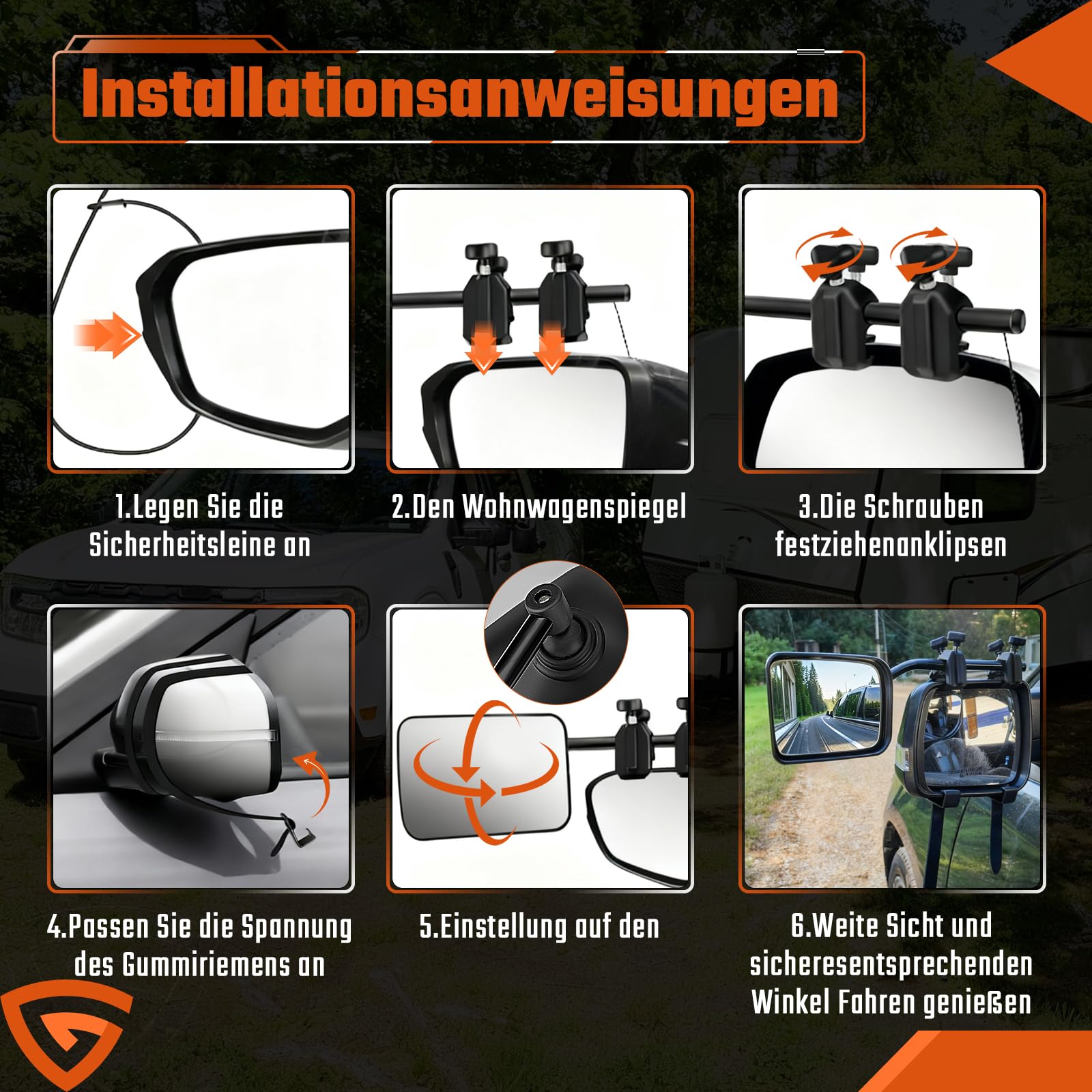 Außenspiegel Caravan Wohnwagen Spiegel Auto Wohnwagenspiegel Toter Winkel Wohnmobil Außen Spiegelverlängerung Autospiegel Links + Rechts für Alle Gängigen Fahrzeugtypen