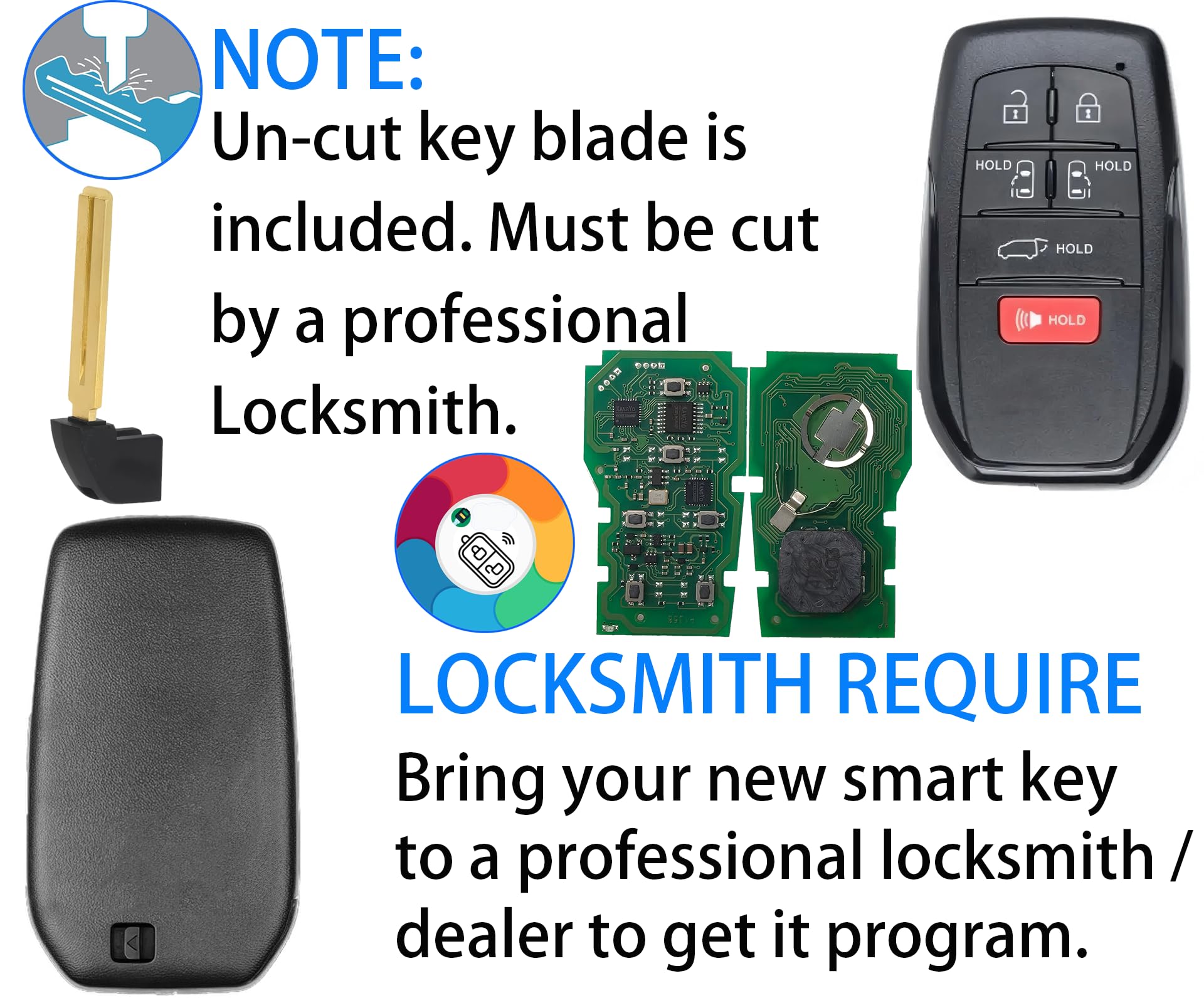 QAGGUM 6-Button Remote Key Fob For Toyota Sienna 2011-2020, Replace 89904-08010 - View #11